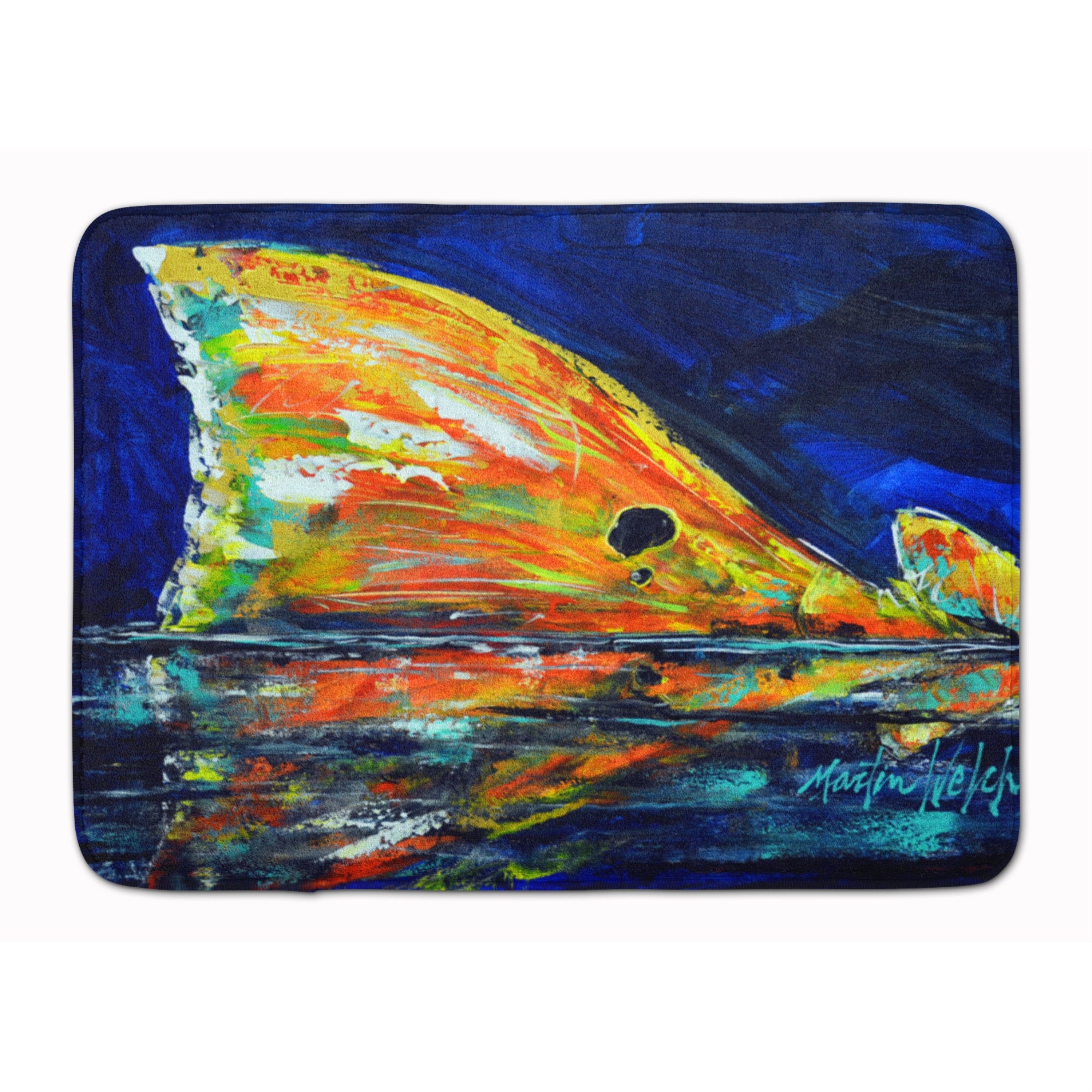 Caroline'S Treasures Flipper Red Fish Machine Washable Memory Foam Mat Doormats, Multicolor