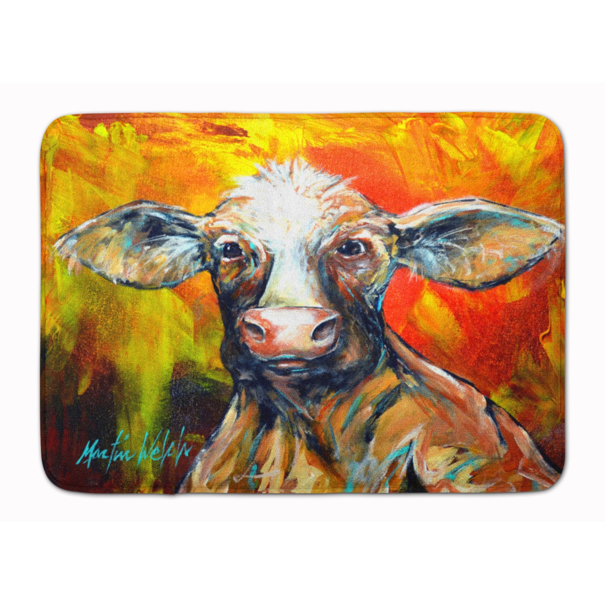 Caroline'S Treasures Happy Cow Machine Washable Memory Foam Mat Doormats, Multicolor