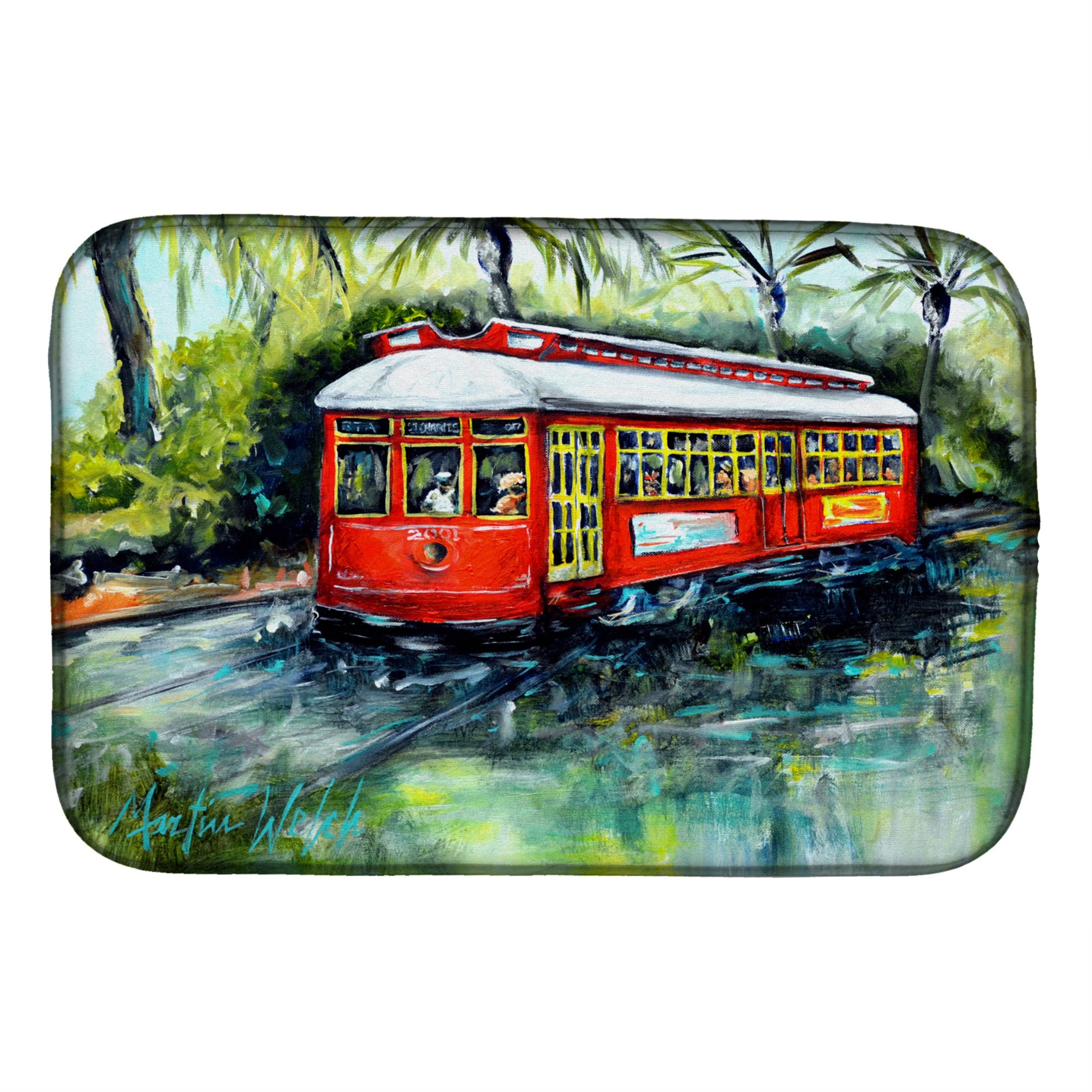 Caroline'S Treasures Mw1278Ddm Little Red Street Car Dish-Drying-Mats, 14 X 21, Multicolor