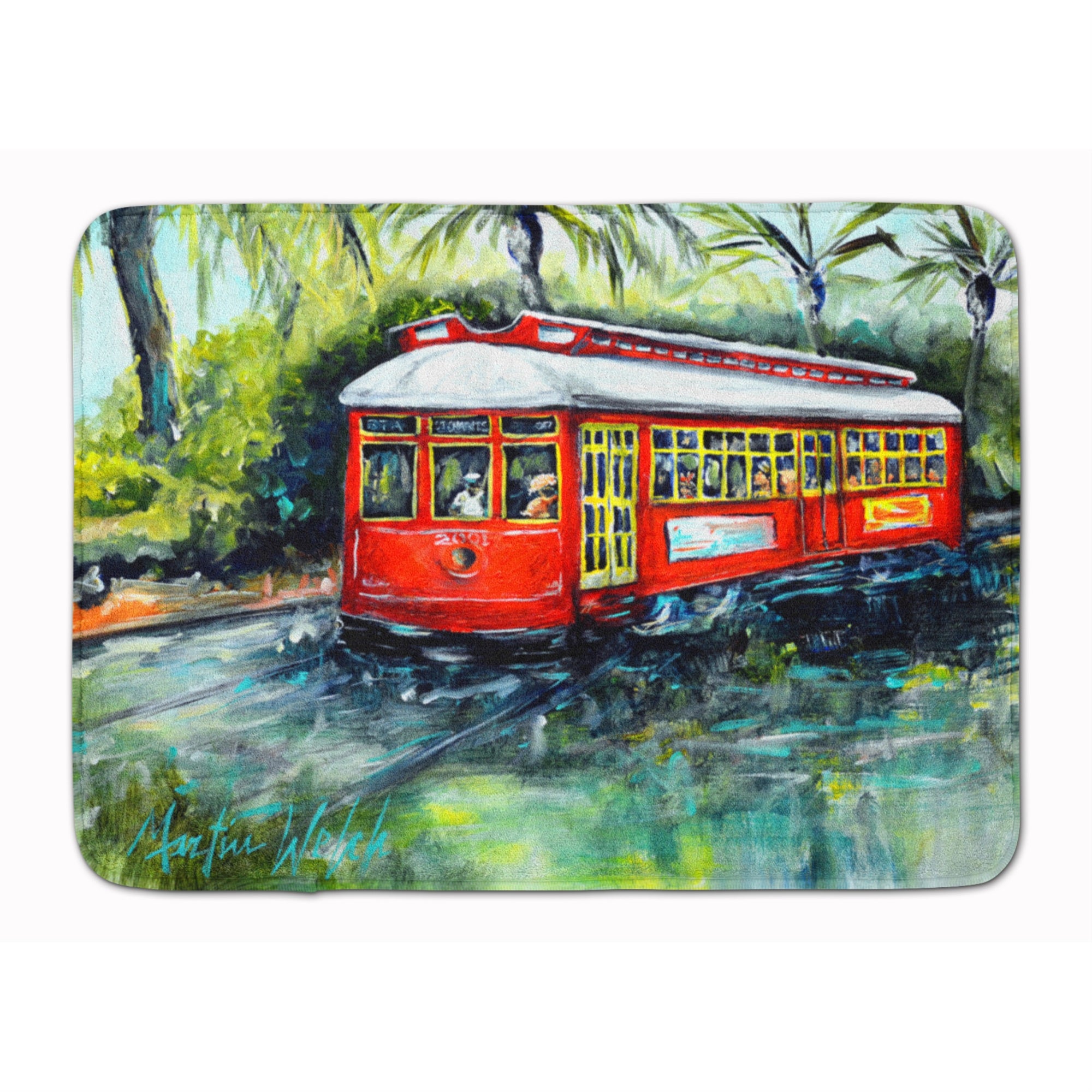 Caroline'S Treasures Little Red Street Car Machine Washable Memory Foam Mat Doormats, Multicolor