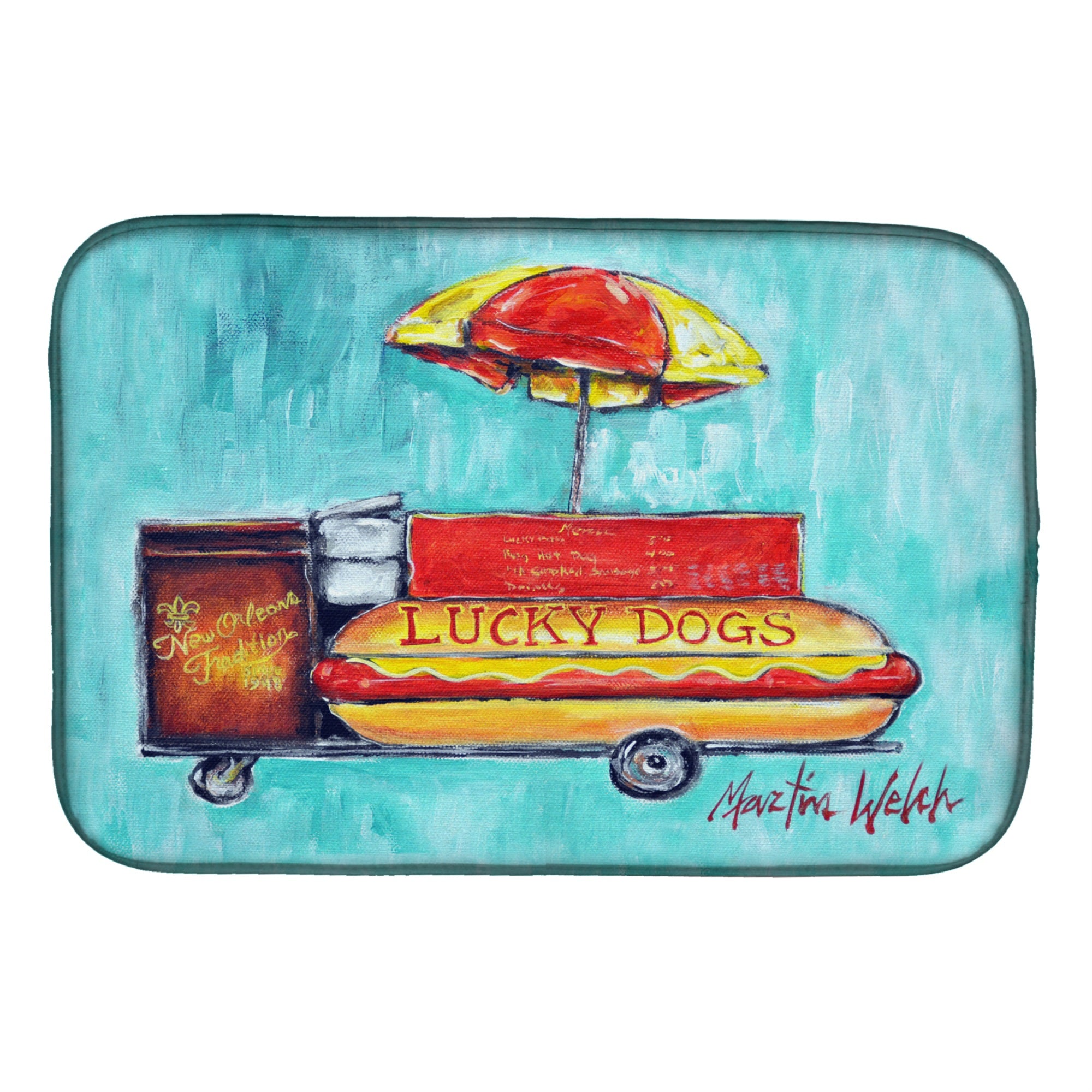Caroline'S Treasures Mw1279Ddm Lucky Dog Dish-Drying-Mats, 14 X 21, Multicolor
