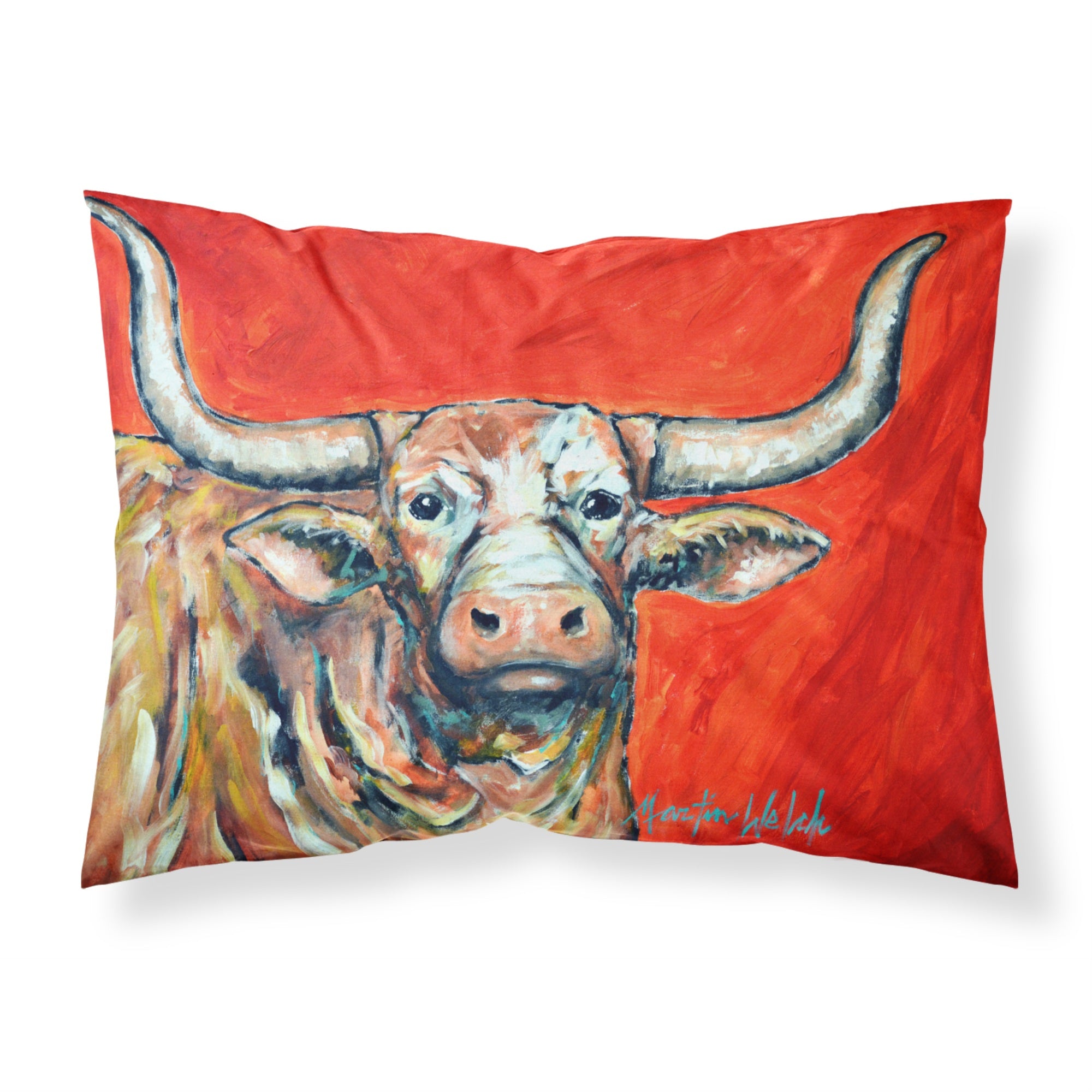 Caroline'S Treasures See Red Longhorn Cow Fabric Standard Pillowcases, Multicolor