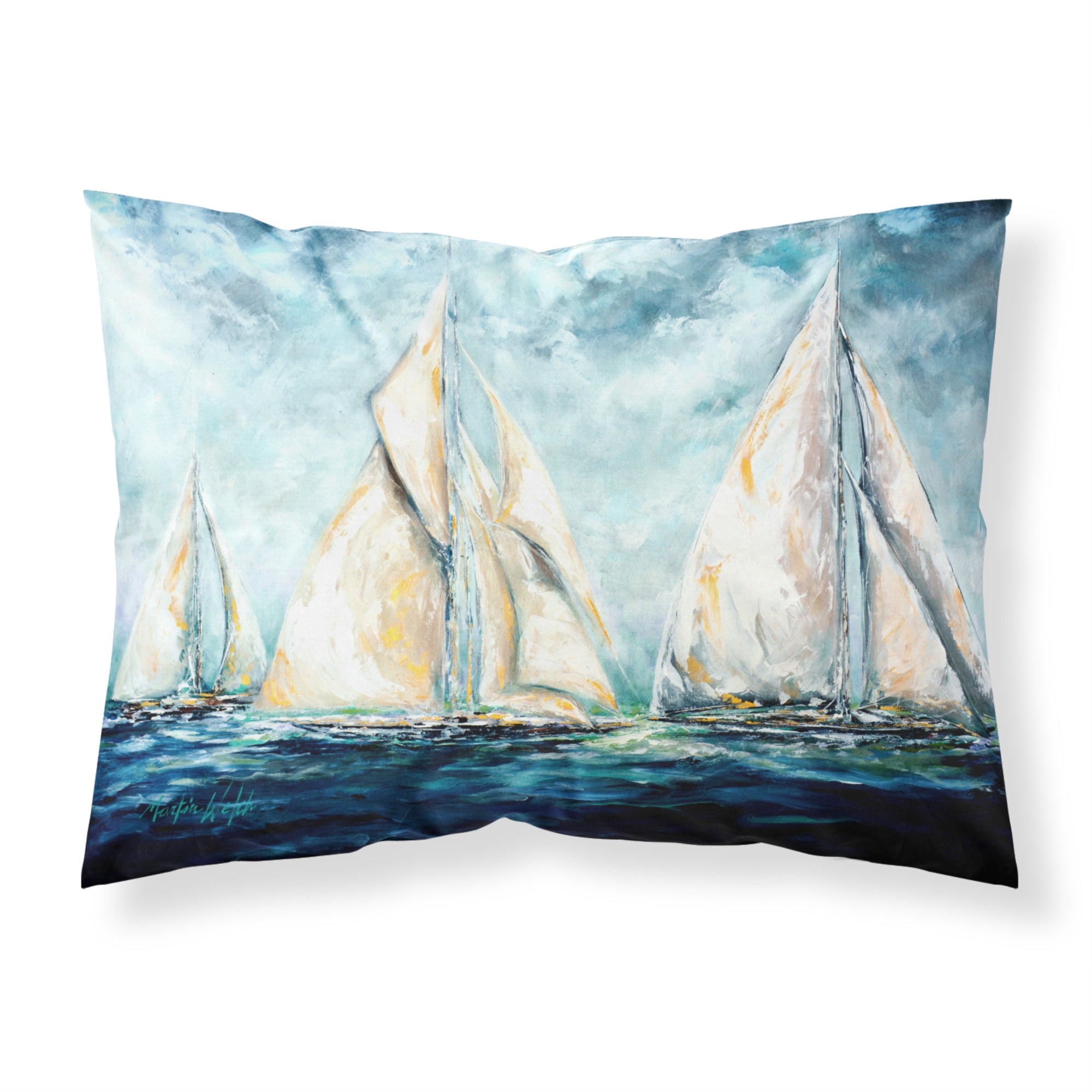 Caroline'S Treasures The Last Mile Sail Boats Fabric Standard Pillowcases, Multicolor