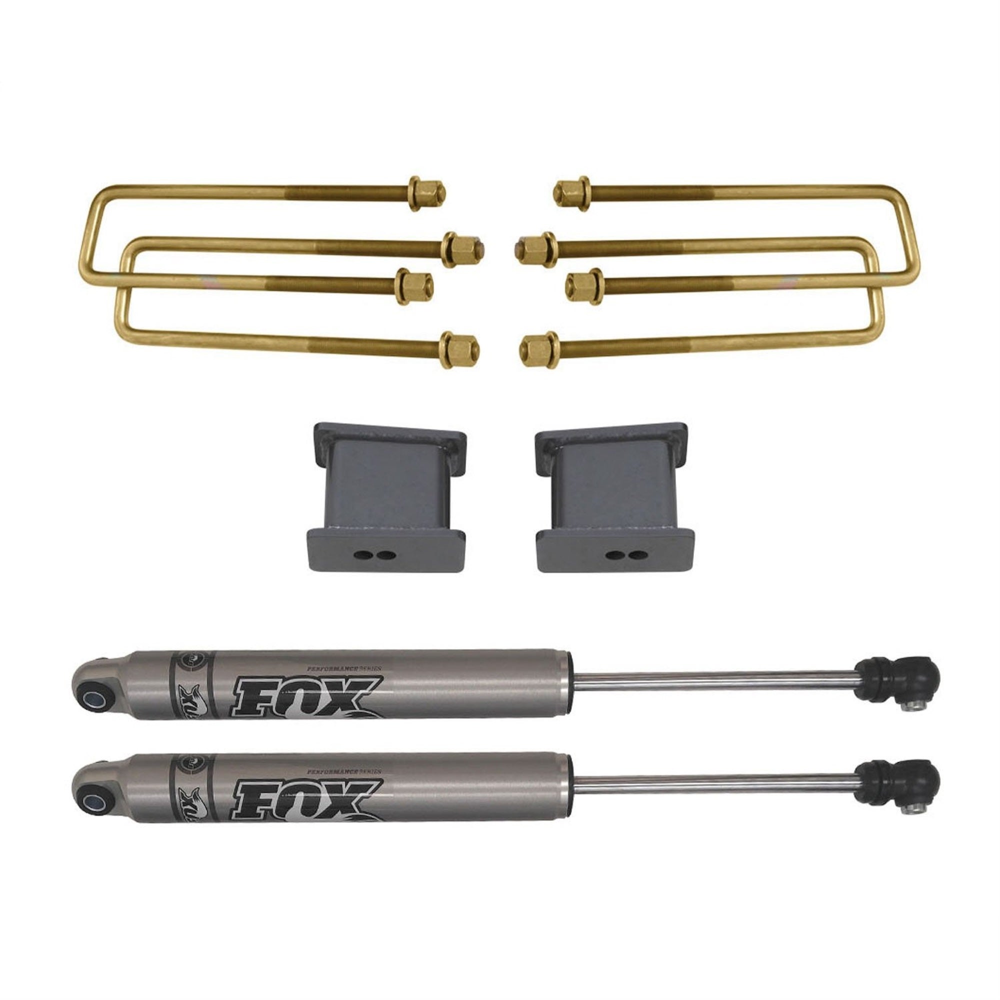 Maxtrac 901330F 3' Lift Blocks, U-Bolts, Rear Fox Shocks