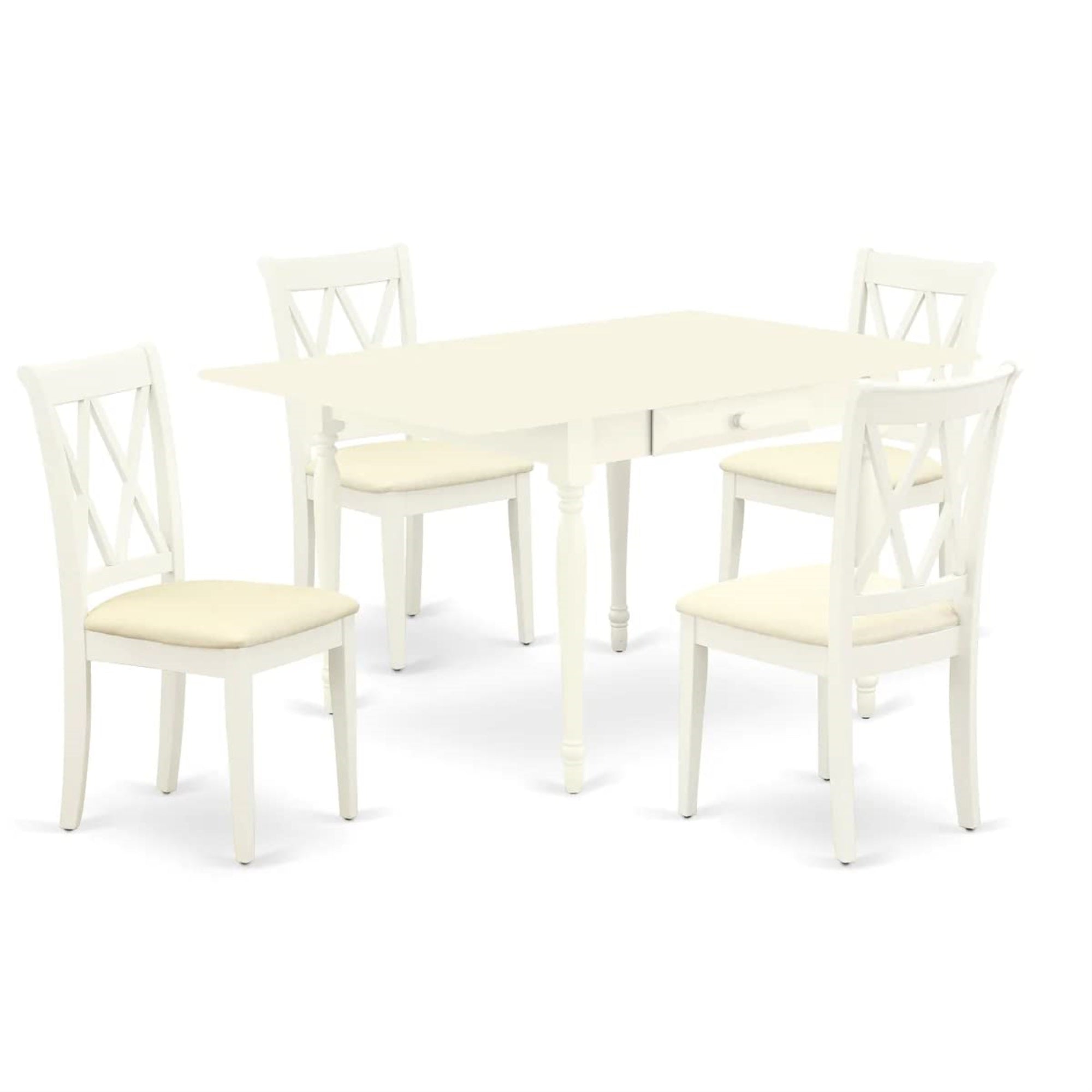 Ergode Mzcl5-Lwh-C, Monza 5 Piece Kitchen Set, Rectangle Table With Dropleaf, 4 Linen Fabric Dining Chairs, 36X54 Inch
