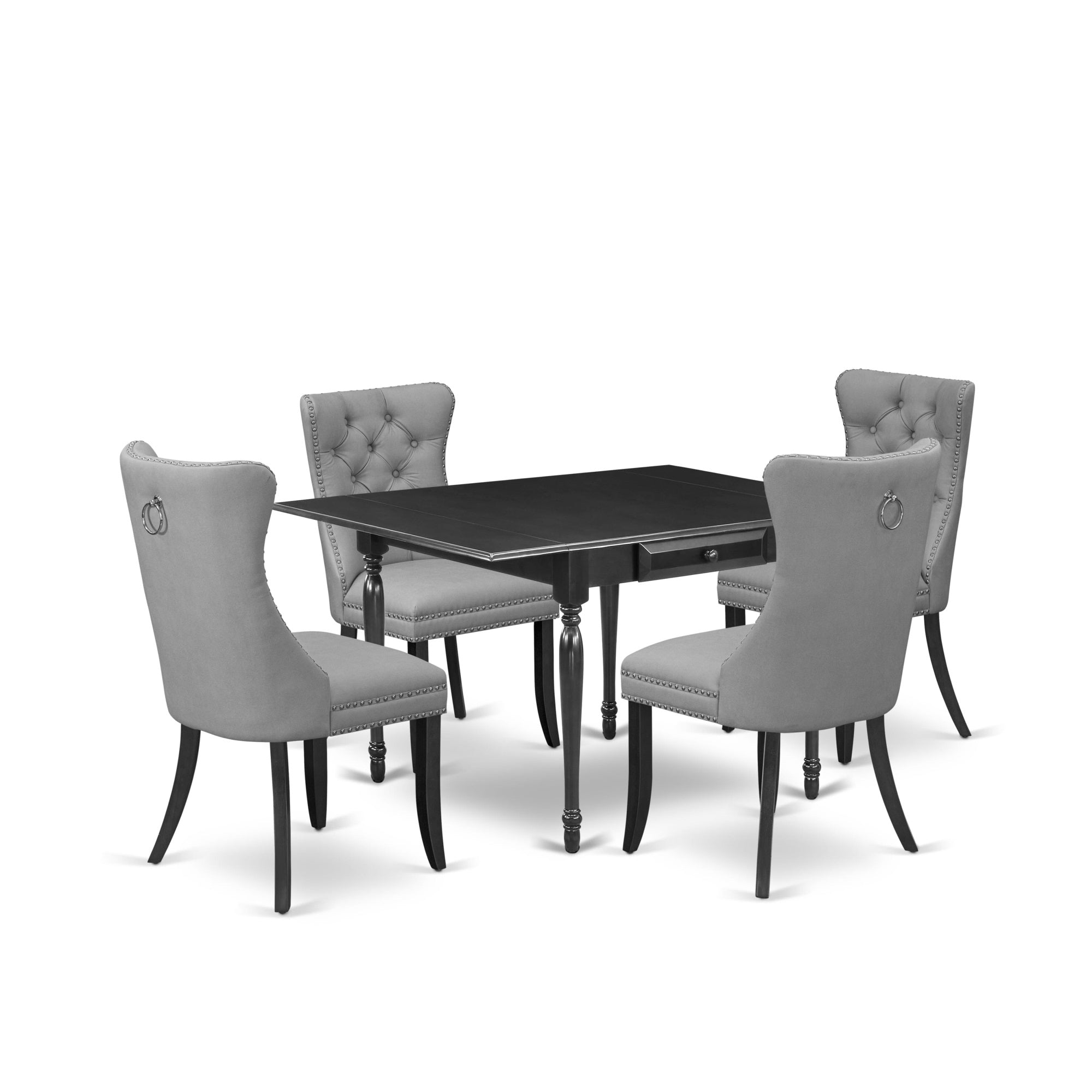 East West Furniture Mzda5-Mah-27 5 Piece Dinette Set Includes A Rectangle Dining Table With Dropleaf And 4 Upholstered Parson Chairs, 36X54 Inch, Mahogany
