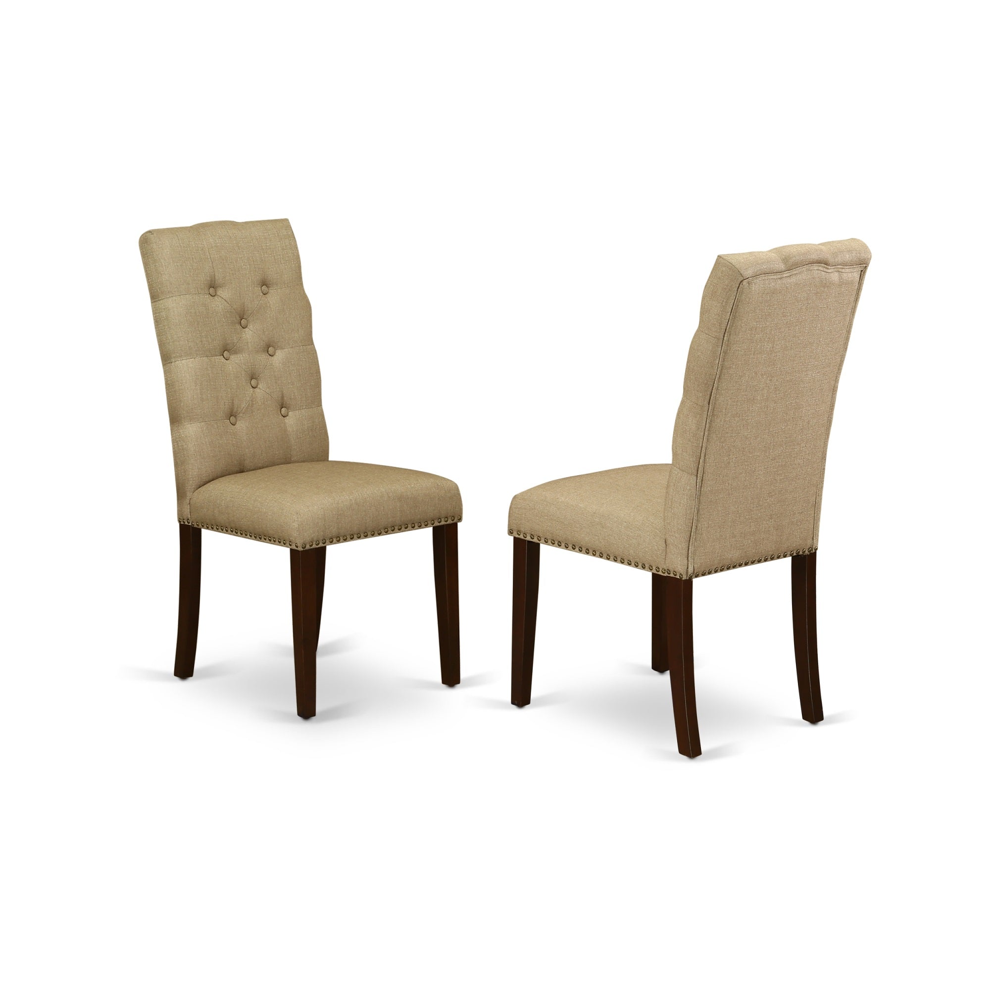 Ergode Mzel5-Mah-16 5-Pc Rectangular Dining Set - 4 Parson Chairs & Drop Leaf Table - Solid Wood - Mahogany Finish