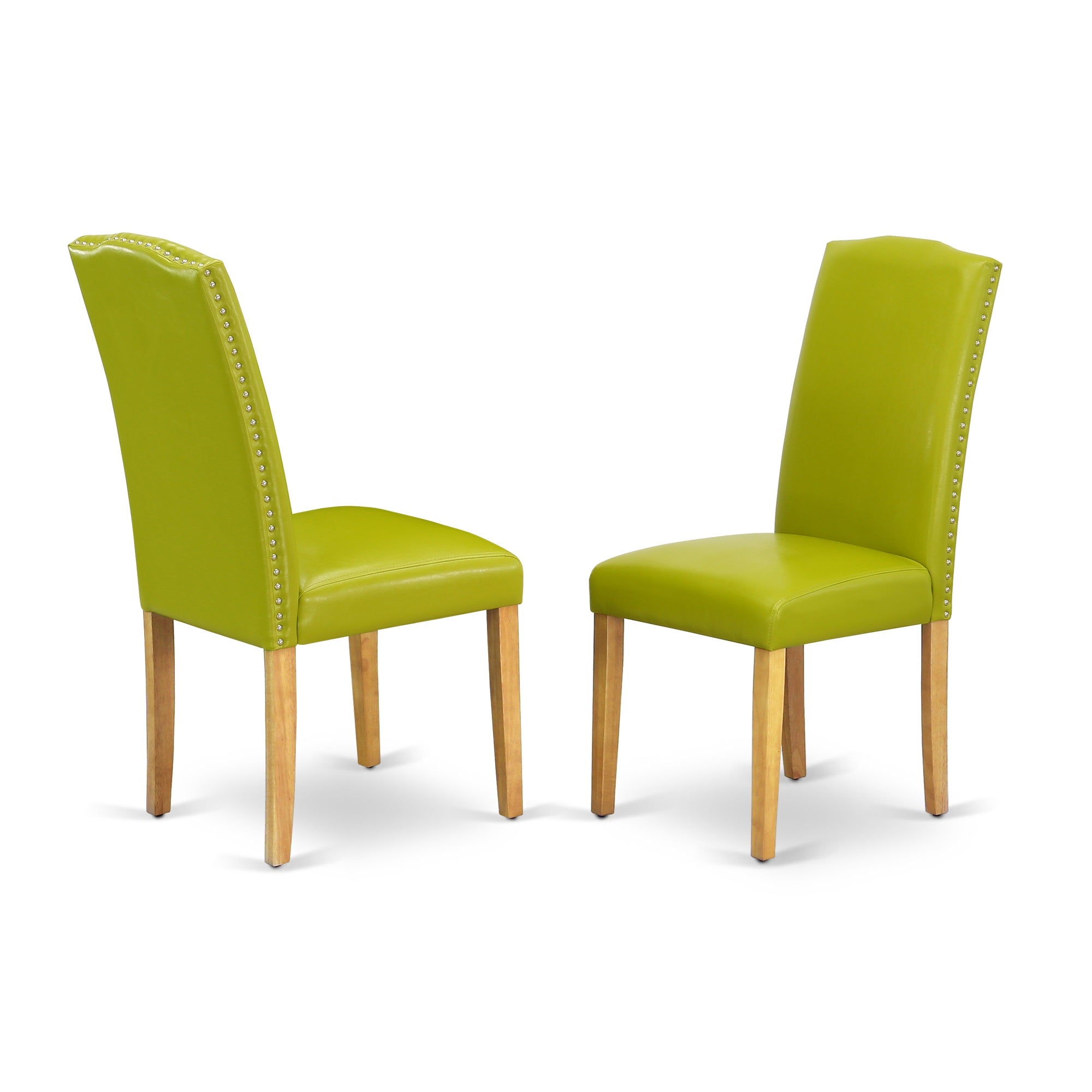 Ergode Mzen5-Oak-51 5-Piece Modern Oak Dinette Set With Extendable Table And Autumn Green Pu Leather Chairs