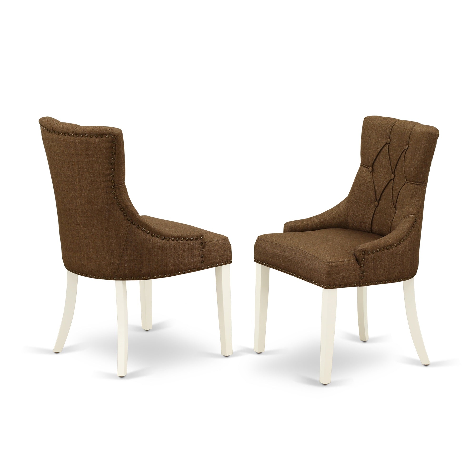Ergode Mzfr5-Lwh-18 5Pc Dinette Set - Contemporary Kitchen Table & 4 Parsons Chairs, Linen White Finish, Dark Coffee Linen Fabric