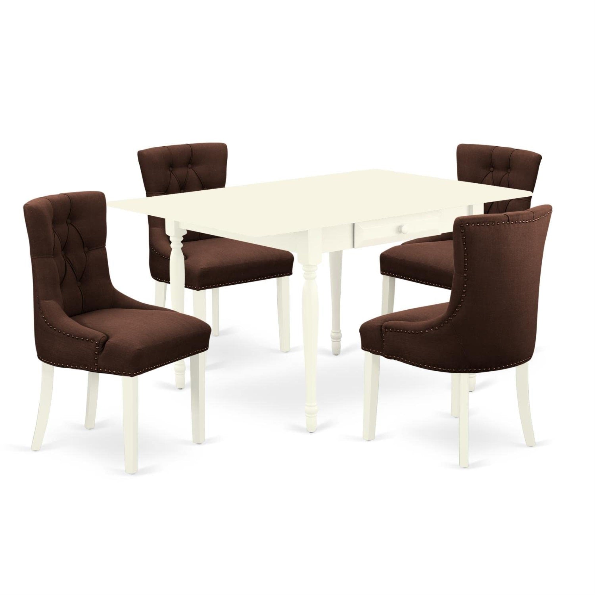 Casafoyer Mzfr5-Lwh-19 Monza Dining Table Set, 5 Piece, Linen White