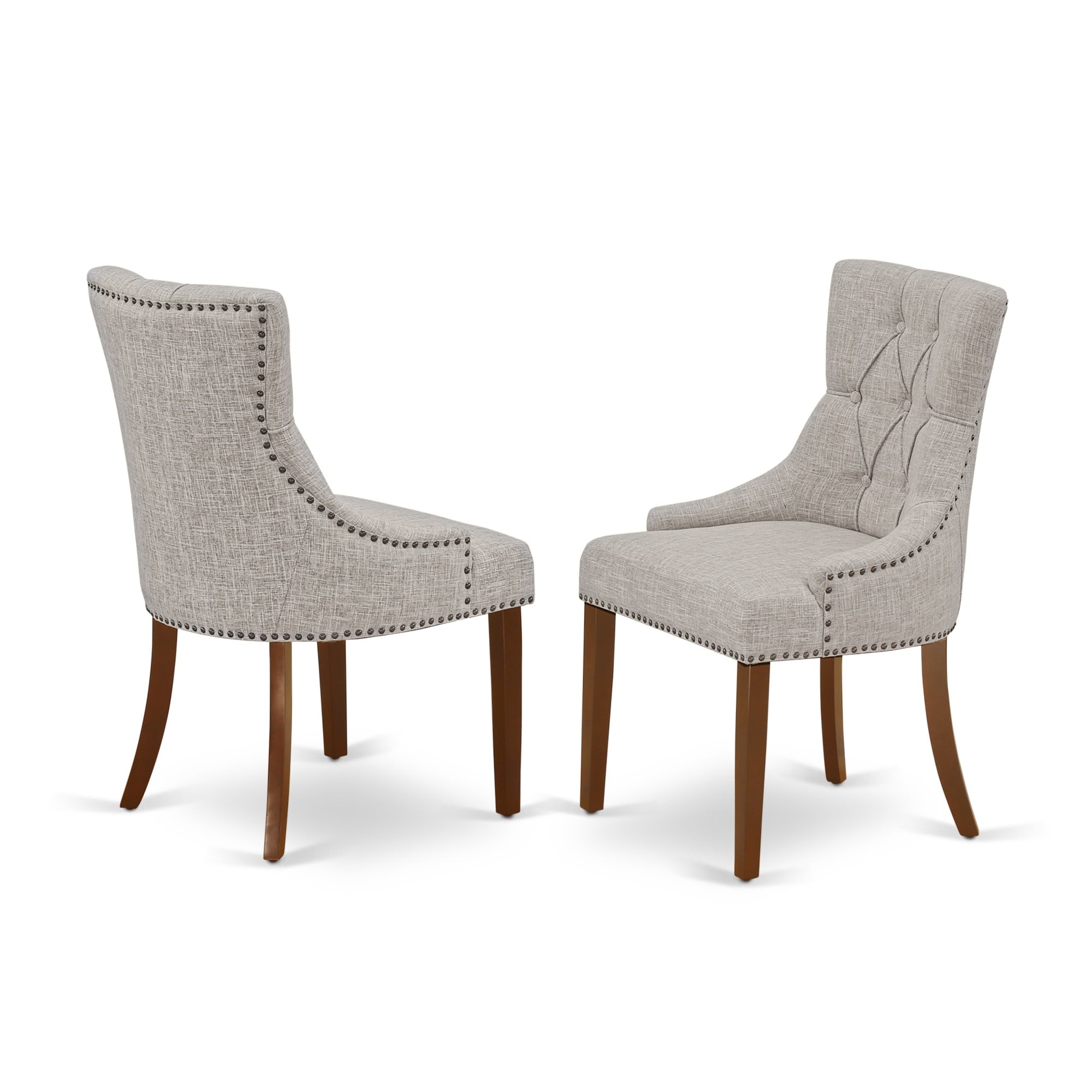 Ergode Mzfr5-Mah-05 5Pc Kitchen Set - Rectangular Table & 4 Parsons Chairs With Doeskin Linen Fabric, Drop Leaf Design, Mahogany Finish