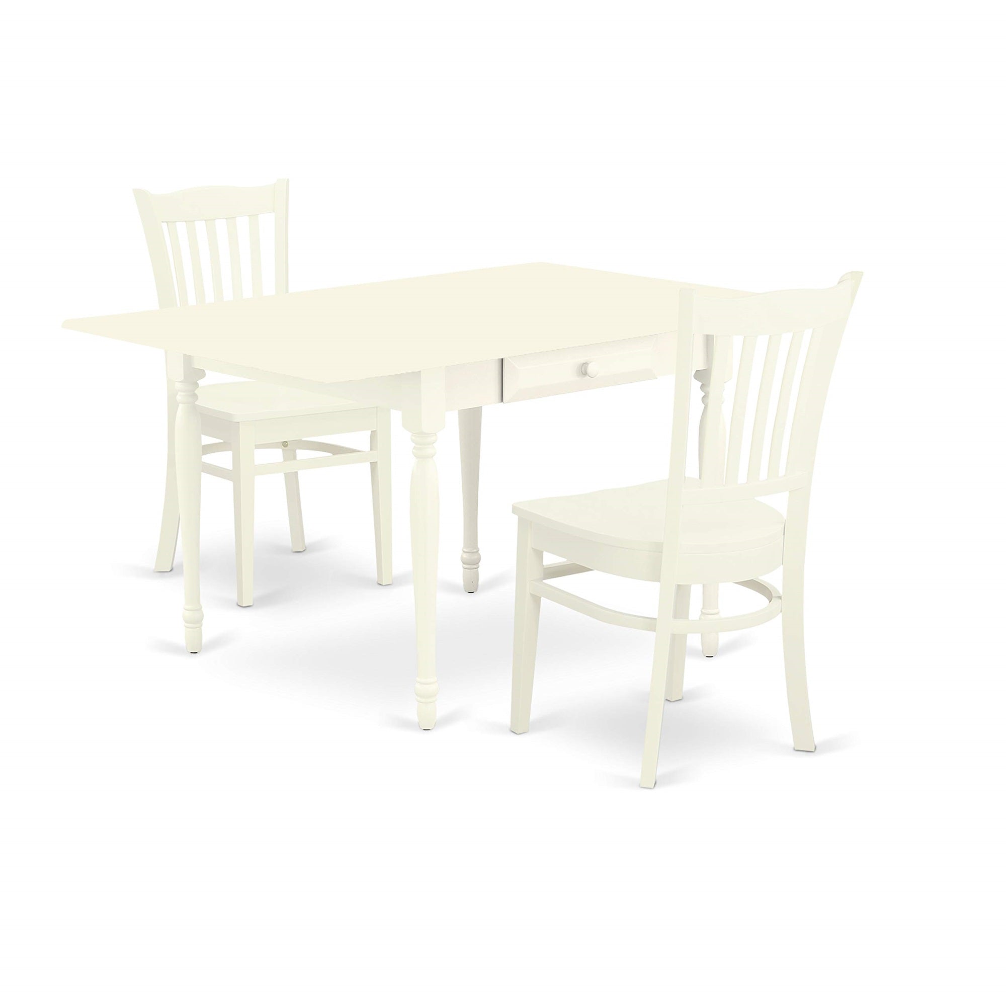 East West Furniture Mzgr3-Lwh-W Monza 3 Piece Kitchen Set Contains A Rectangle Table With Dropleaf And 2 Dining Room Chairs, 36X54 Inch