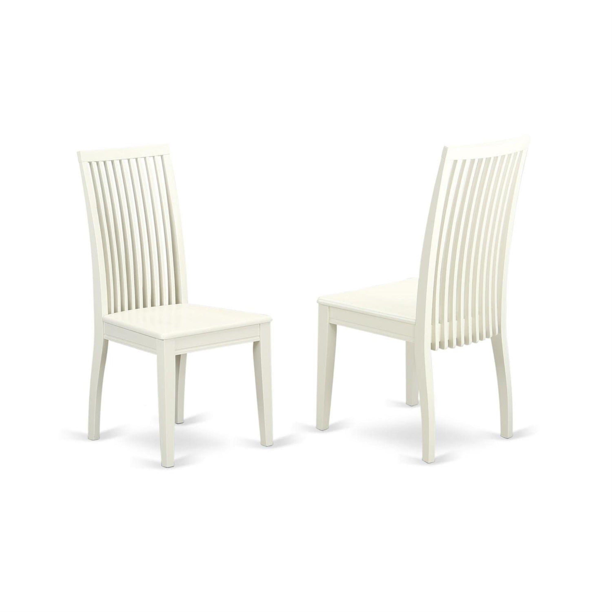 Ergode Mzip5-Lwh-W Dining Kitchen Table Set, 5-Piece Dinette Set With Sturdy Table & 4 Fancy Chairs, Linen White Finish, Real Wood Slat Back, Easy To Assemble & Clean, High-Quality Asian Rubberwood, 36X54 Inch