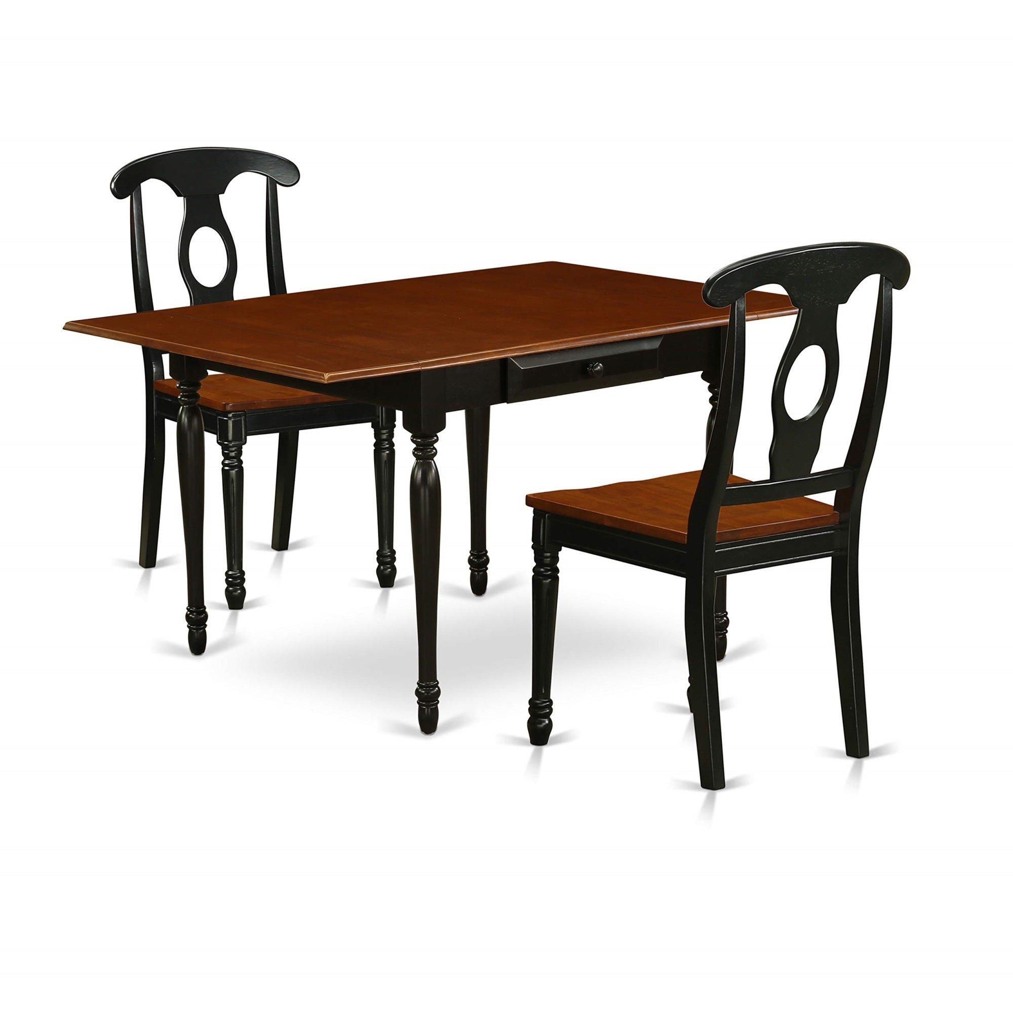 Casafoyer Mzke3-Bch-W 3 Piece Modern Dining Table Set Contains A Rectangle Wooden Table With Dropleaf And 2 Dining Chairs, 36X54 Inch, Black & Cherry