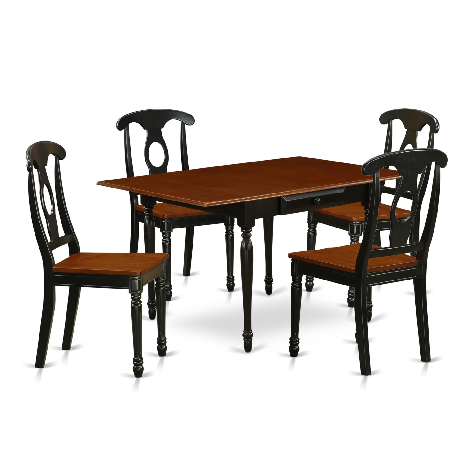 Casafoyer Mzke5-Bch-W Monza 5 Piece Modern Set Includes A Rectangle Wooden Table With Dropleaf And 4 Dining Chairs, 36X54 Inch