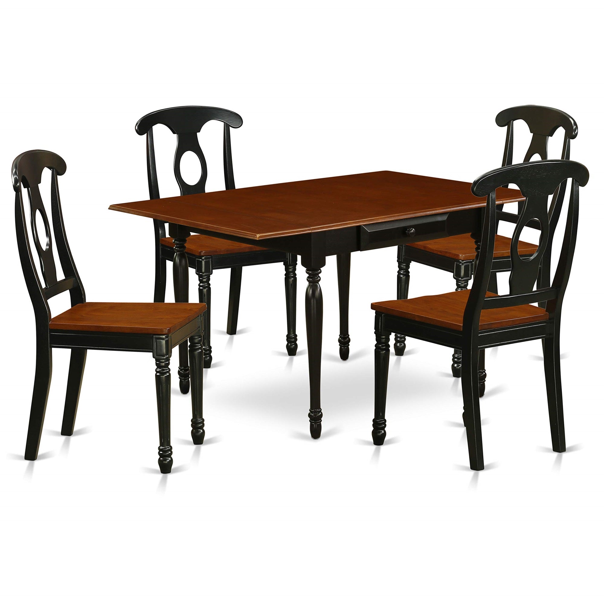 Ergode Mzke5-Bch-W, 5-Piece Dining Table Set, Wood Table & 4 Chairs, Black Finish Frame, Cherry Seat, Easy To Assemble & Clean, 36X54 Inch