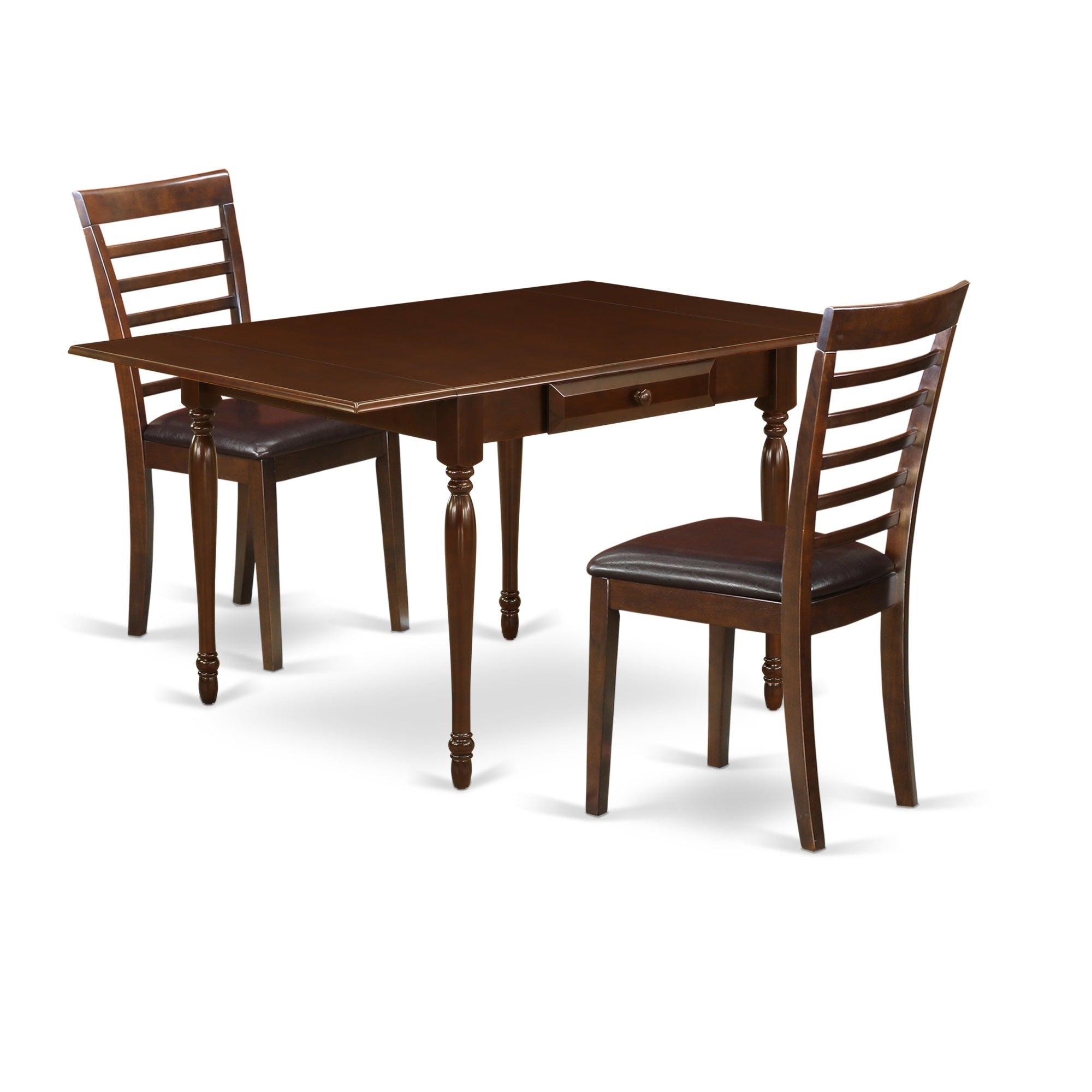 Casafoyer Mzml3-Mah-Lc Monza 3 Piece Room Furniture Set Contains A Rectangle Dining Table With Dropleaf And 2 Faux Leather Upholstered Chairs, 36X54 Inch