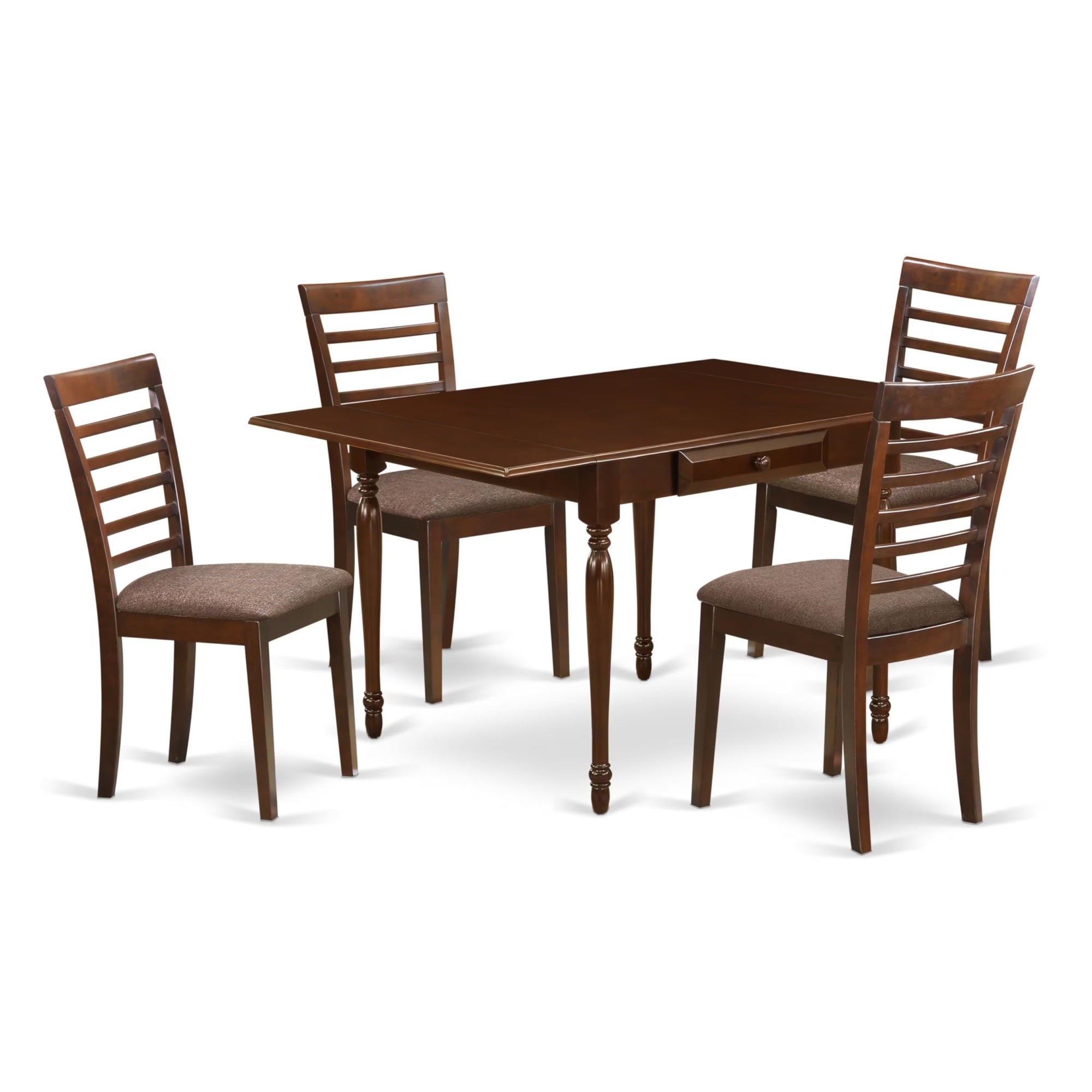 Casafoyer Mzml5-Mah-C Monza 5 Piece Dinette Set For 4 Includes A Rectangle Room Table With Dropleaf And 4 Linen Fabric Upholstered Dining Chairs, 36X54 Inch