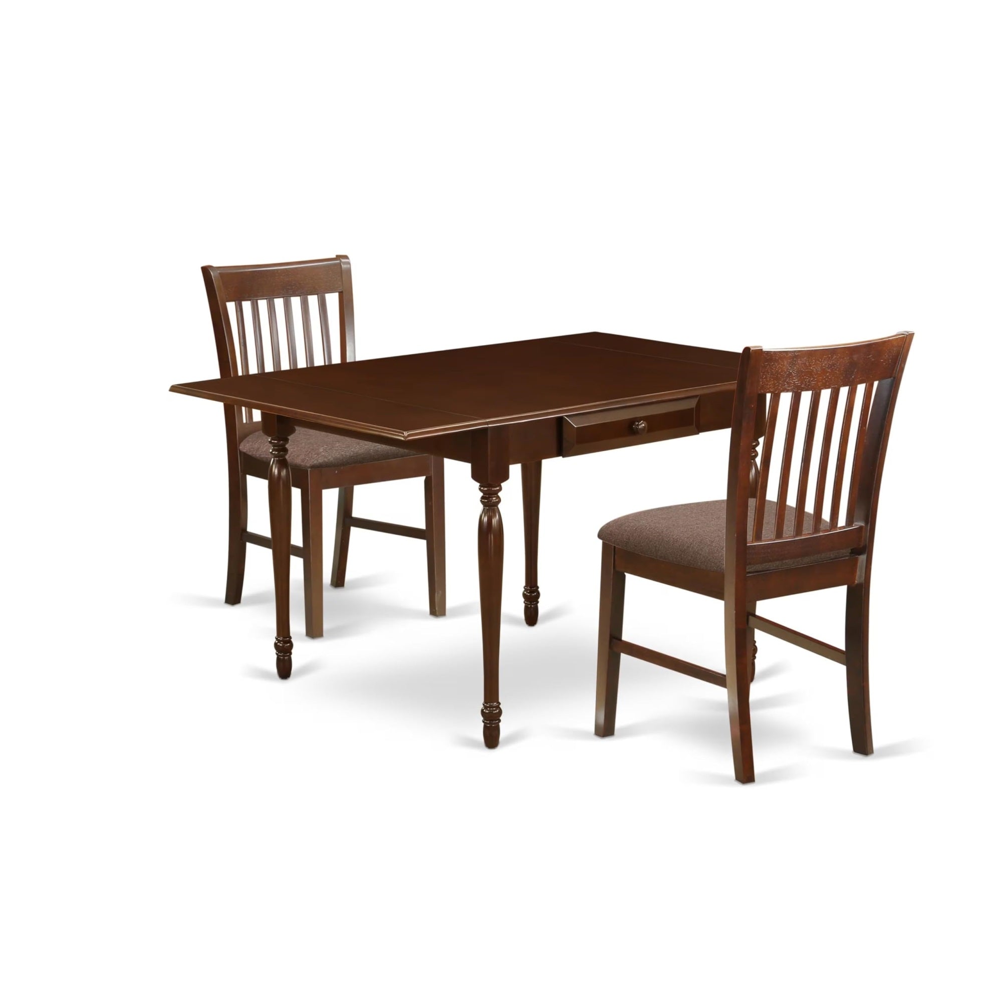 Casafoyer Monza 3 Piece Dinette Set For Small Spaces Contains A Rectangle Table With Dropleaf And 2 Linen Fabric Dining Room Chairs, 36X54 Inch, Mzno3-Mah-C