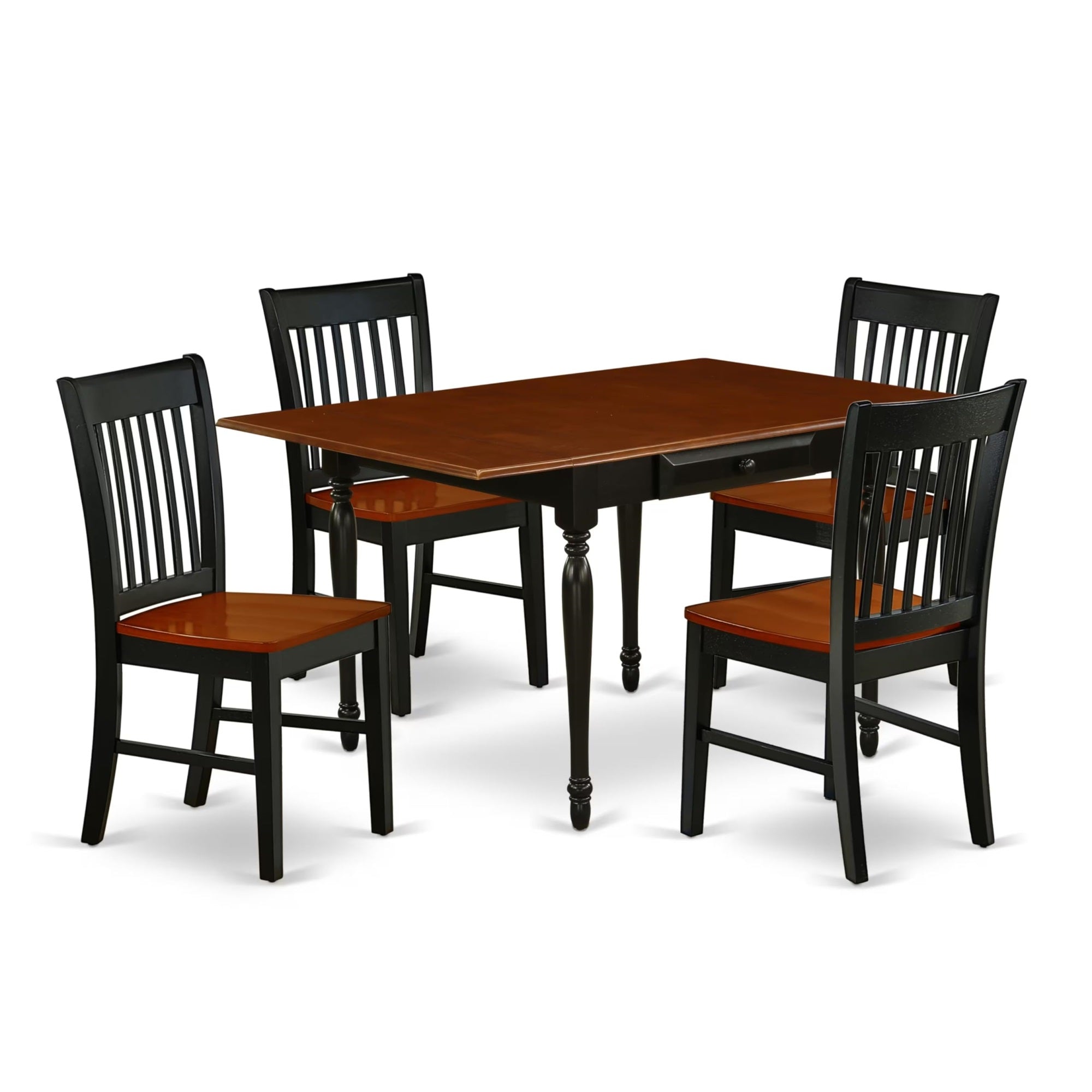 Casafoyer Mzno5-Bch-W Monza 5 Piece Modern Set Includes A Rectangle Wooden Table With Dropleaf And 4 Kitchen Dining Chairs, 36X54 Inch