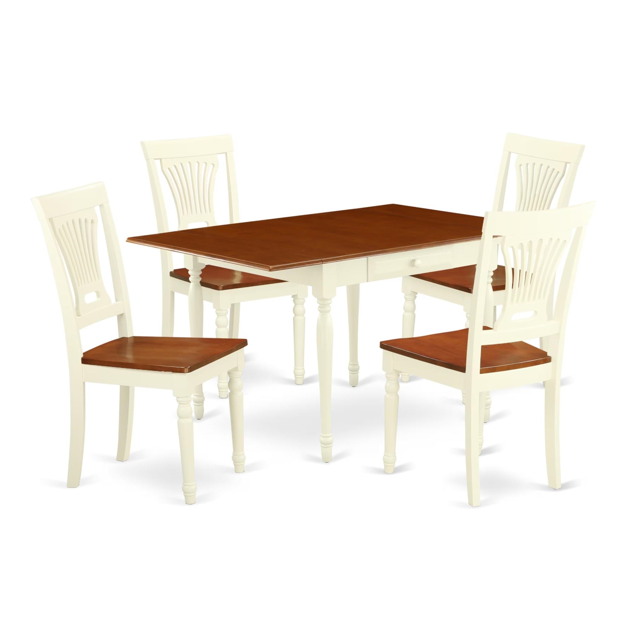 Casafoyer Mzpl5-Whi-W Monza 5 Piece Dinette Set For 4 Includes A Rectangle Room Table With Dropleaf And 4 Dining Chairs, 36X54 Inch, Buttermilk & Cherry