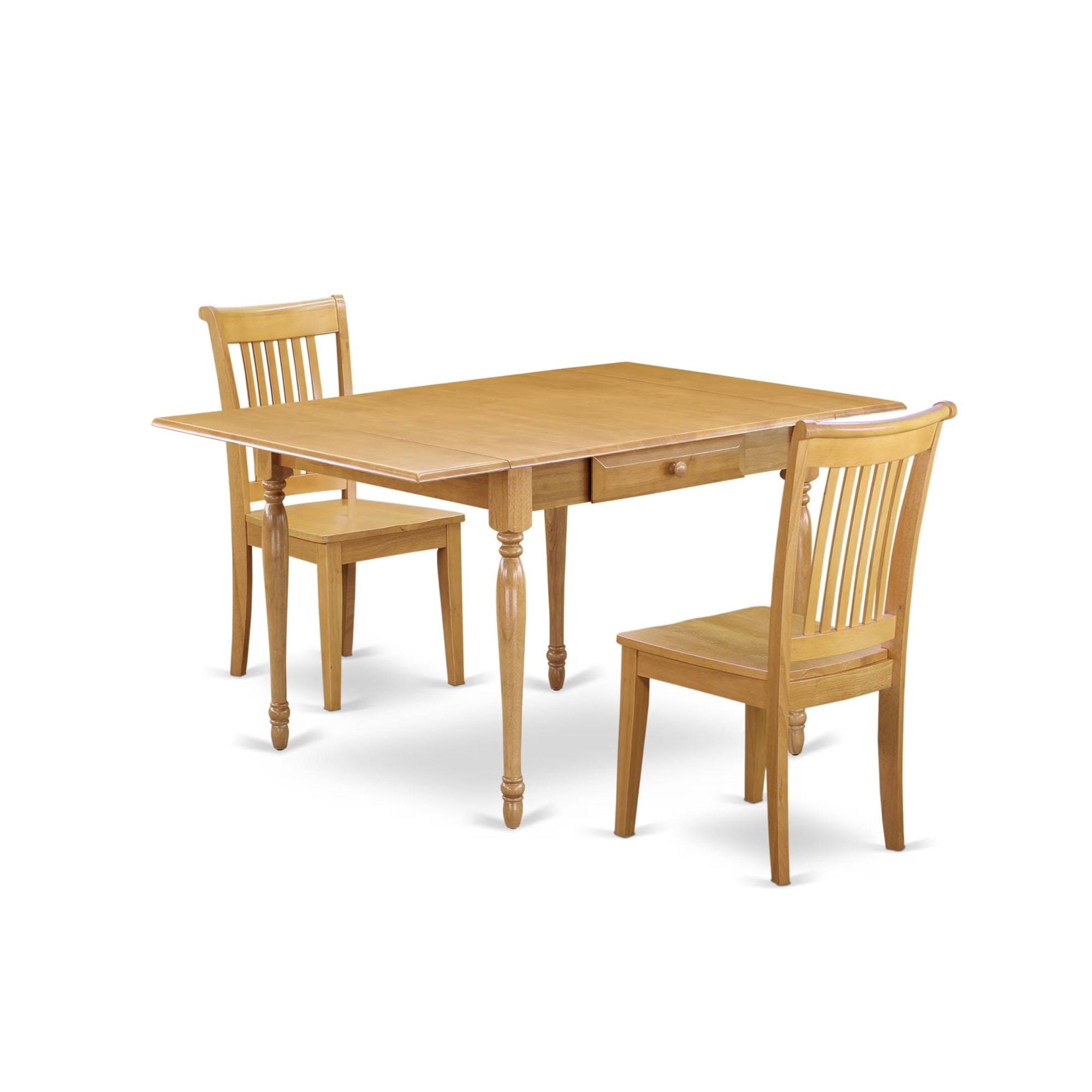 Casafoyer Mzpo3-Oak-W Monza 3 Piece Modern Set Contains A Rectangle Wooden Table With Dropleaf And 2 Dining Chairs, 36X54 Inch, Oak
