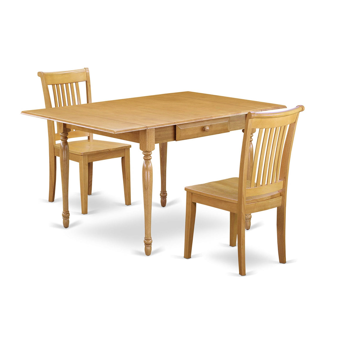 East West Furniture Mzpo3-Oak-W Monza 3 Piece Modern Set Contains A Rectangle Wooden Table With Dropleaf And 2 Dining Chairs, 36X54 Inch, Oak