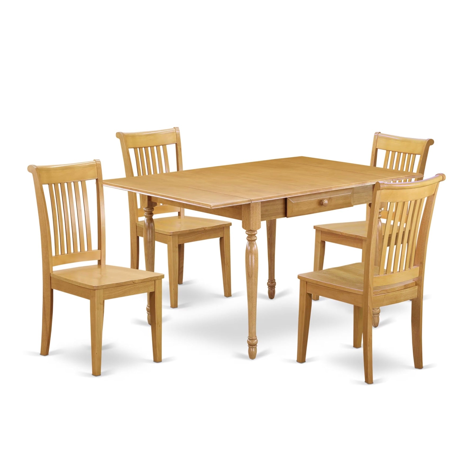 Casafoyer Mzpo5-Oak-W Monza 5 Piece Room Set Includes A Rectangle Kitchen Table With Dropleaf And 4 Dining Chairs, 36X54 Inch, Oak