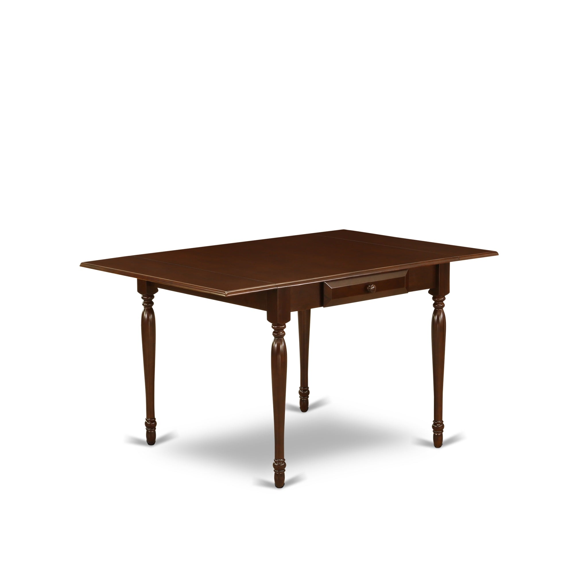 Ergode Mzsi5-Mah-35 Kitchen Table Set - 4 Chairs With Linen Fabric Doeskin Color & Wooden Dining Table, Mahogany Finish
