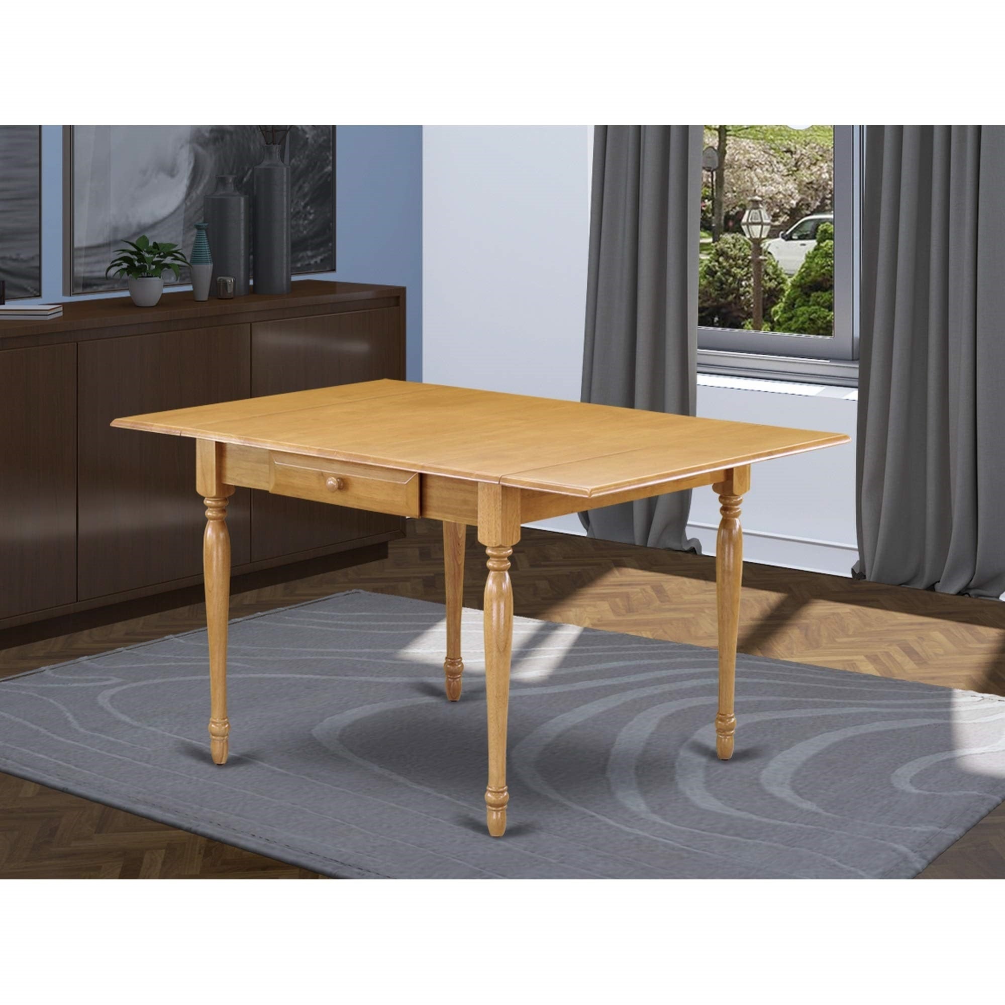 Casafoyer Monza Modern Kitchen Rectangle Dining Table Top With Dropleaf & Stylish Legs, 36X54 Inch, Oak