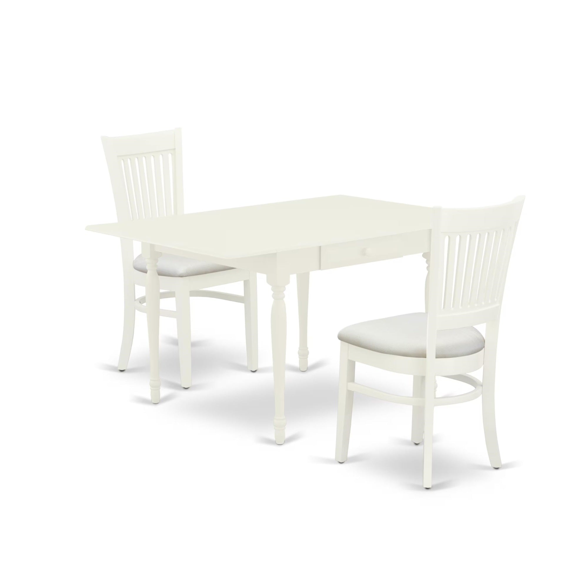 Casafoyer Mzva3-Lwh-C Monza 3 Piece Kitchen Set Contains A Rectangle Dining Room Table With Dropleaf And 2 Linen Fabric Upholstered Chairs, 36X54 Inch