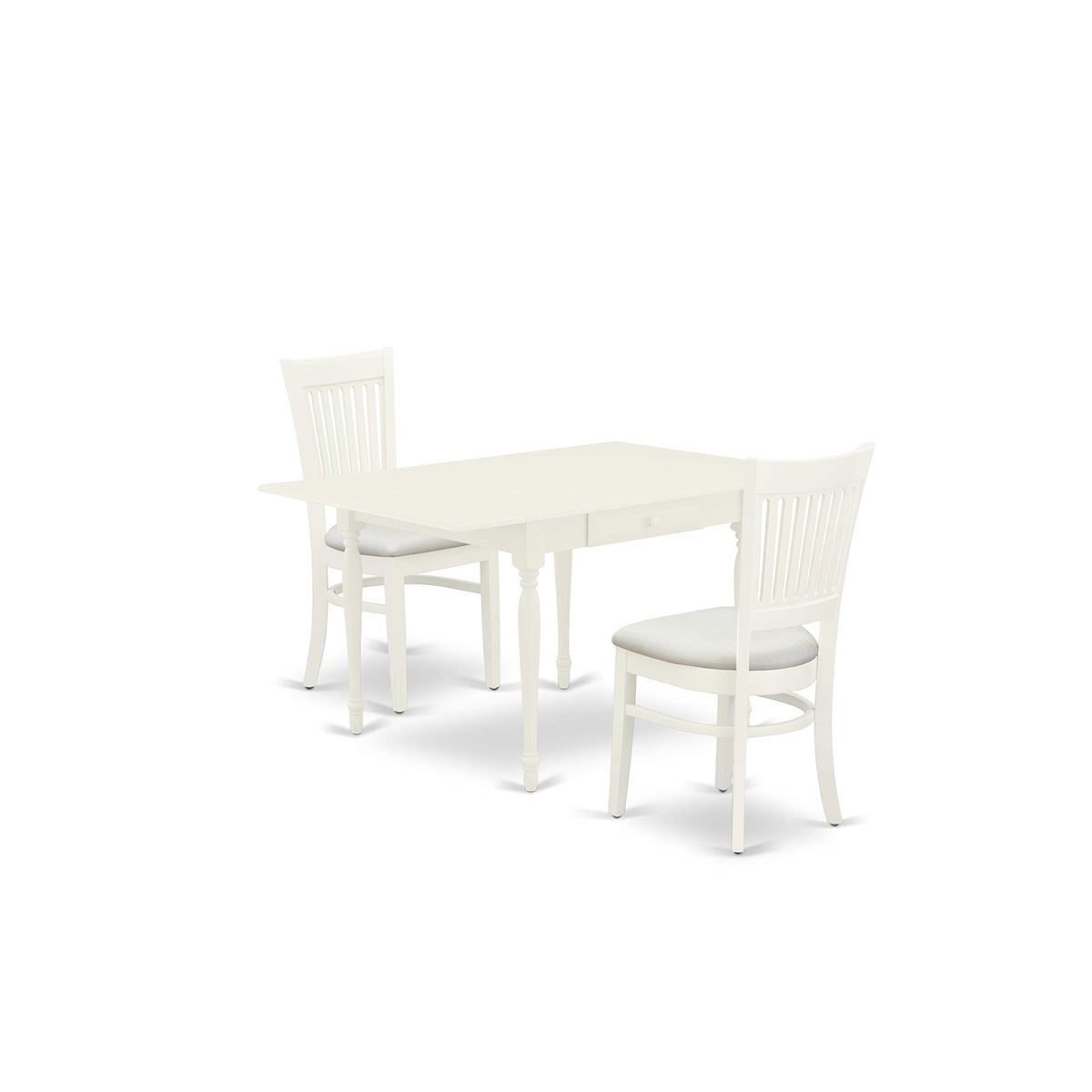 East West Furniture Mzva3-Lwh-C Monza 3 Piece Kitchen Set Contains A Rectangle Dining Room Table With Dropleaf And 2 Linen Fabric Upholstered Chairs, 36X54 Inch
