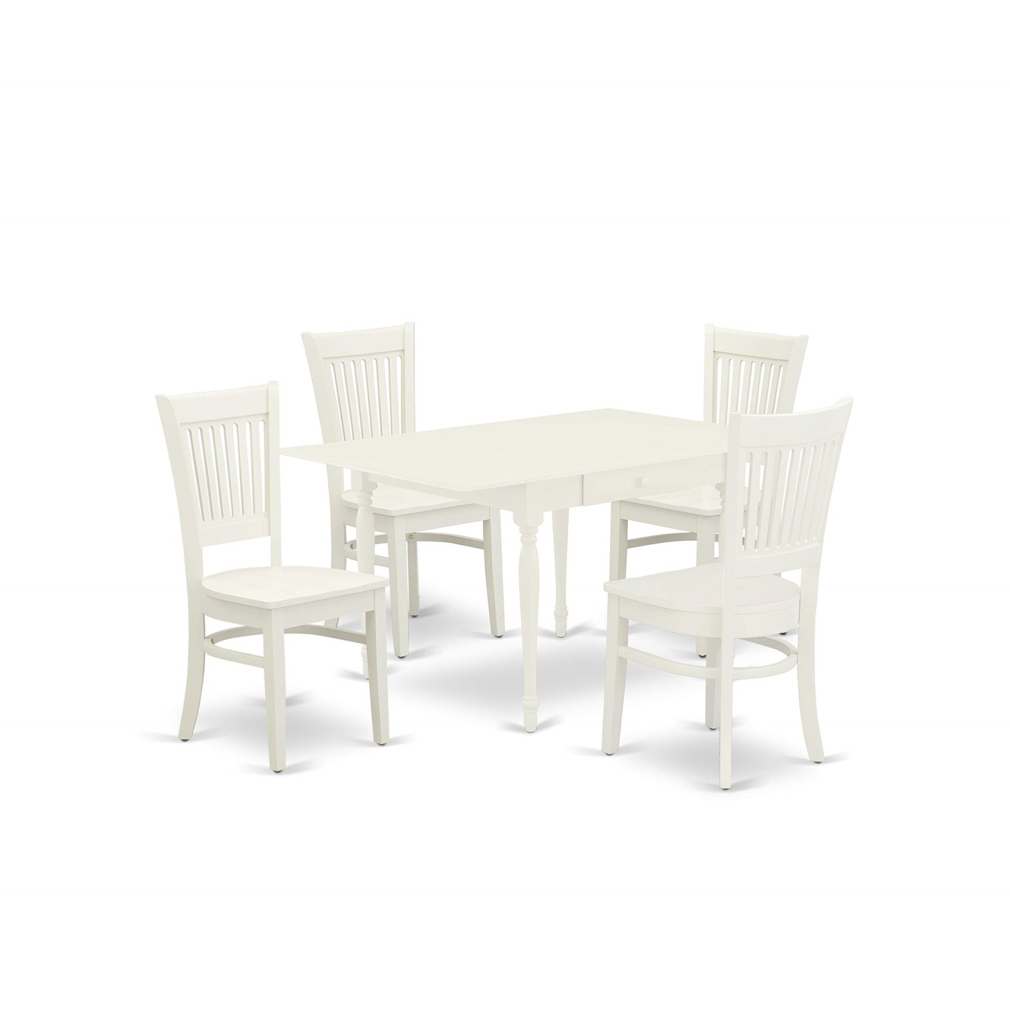 Ergode Mzva5-Lwh-W, 5-Piece Dining Table Set, Linen White Solid Wood, Compact & Modern, Rubberwood Construction, Seats 4, Easy Assembly, Versatile & Stylish, 36X54 Inch Rectangle Table, Includes 4 Chairs