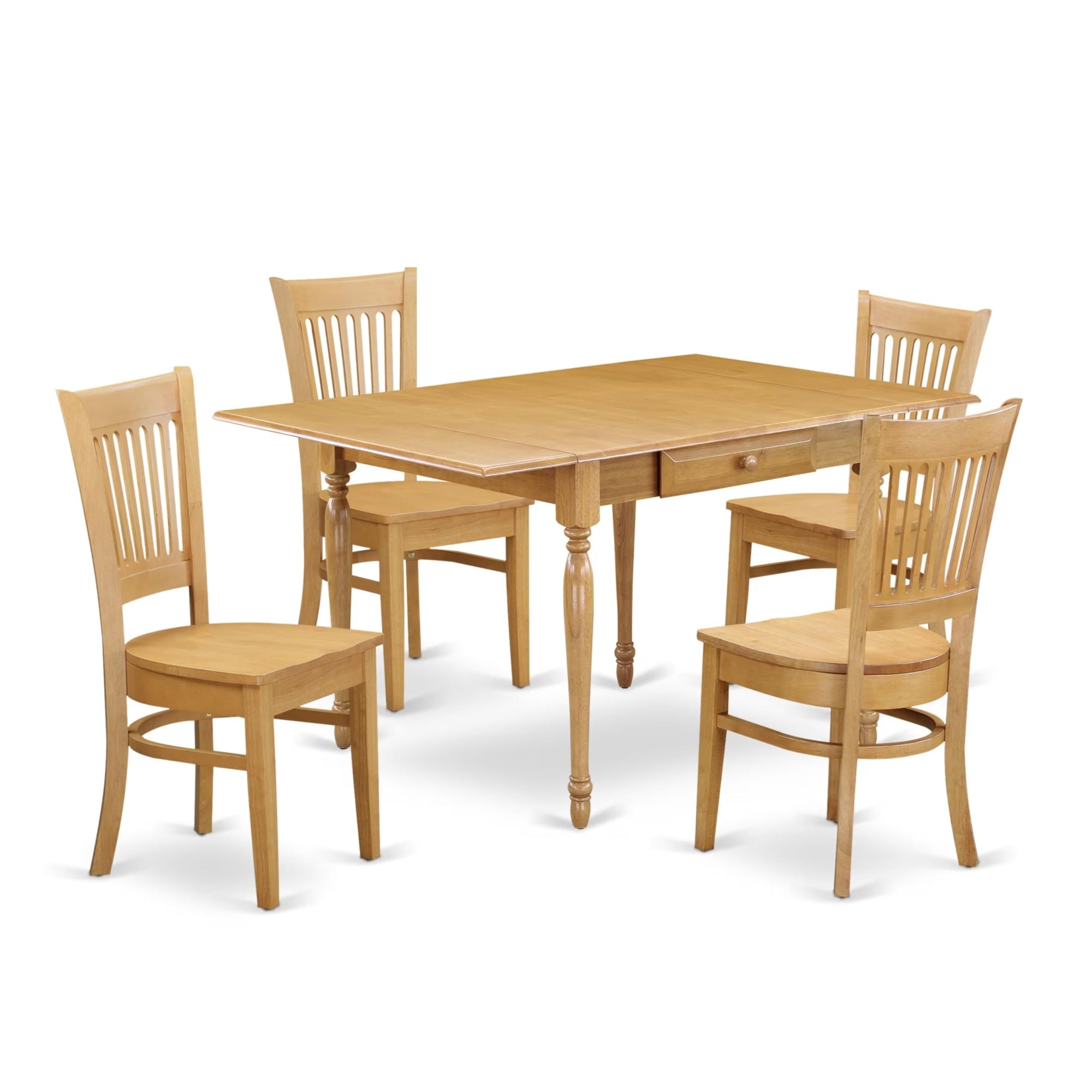Casafoyer Mzva5-Oak-W 5 Piece Modern Dining Table Set Includes A Rectangle Wooden Table With Dropleaf And 4 Kitchen Dining Chairs, 36X54 Inch, Oak