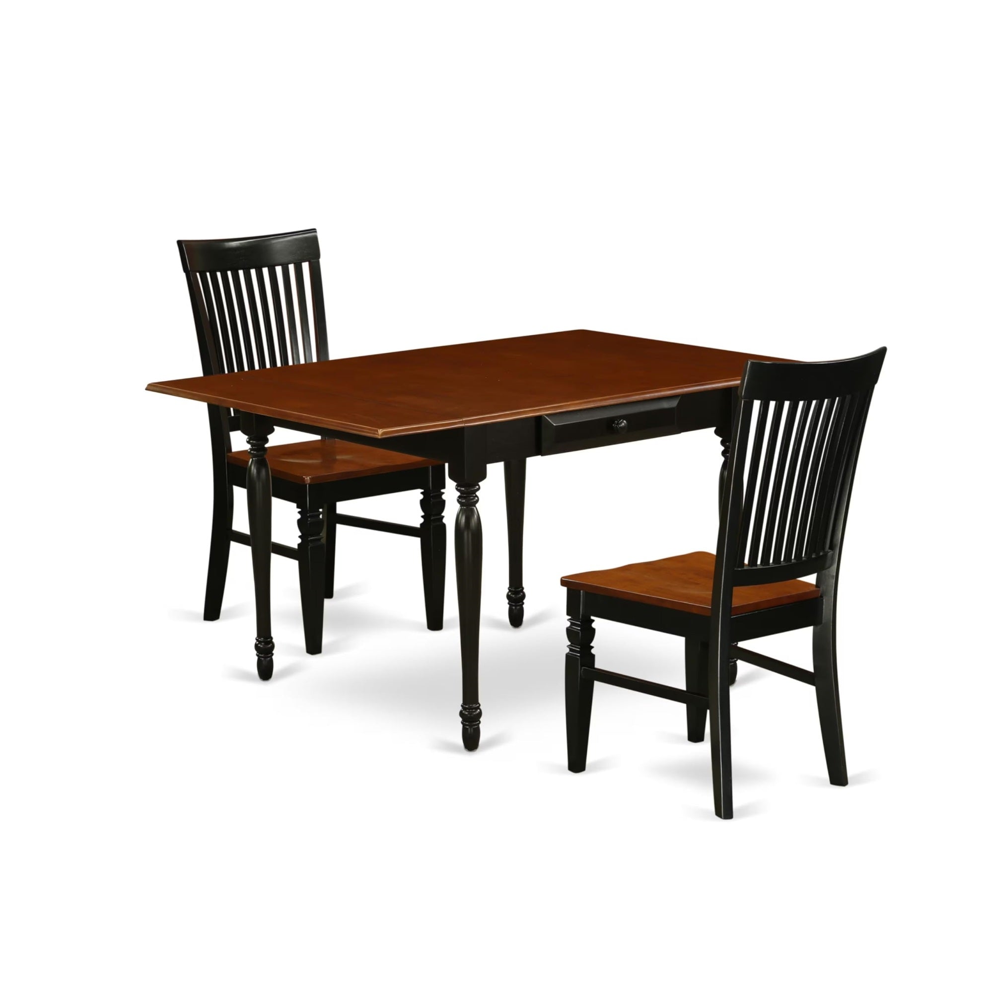 Casafoyer Mzwe3-Bch-W Monza 3 Piece Modern Set Contains A Rectangle Wooden Table With Dropleaf And 2 Dining Chairs, 36X54 Inch, Black & Cherry