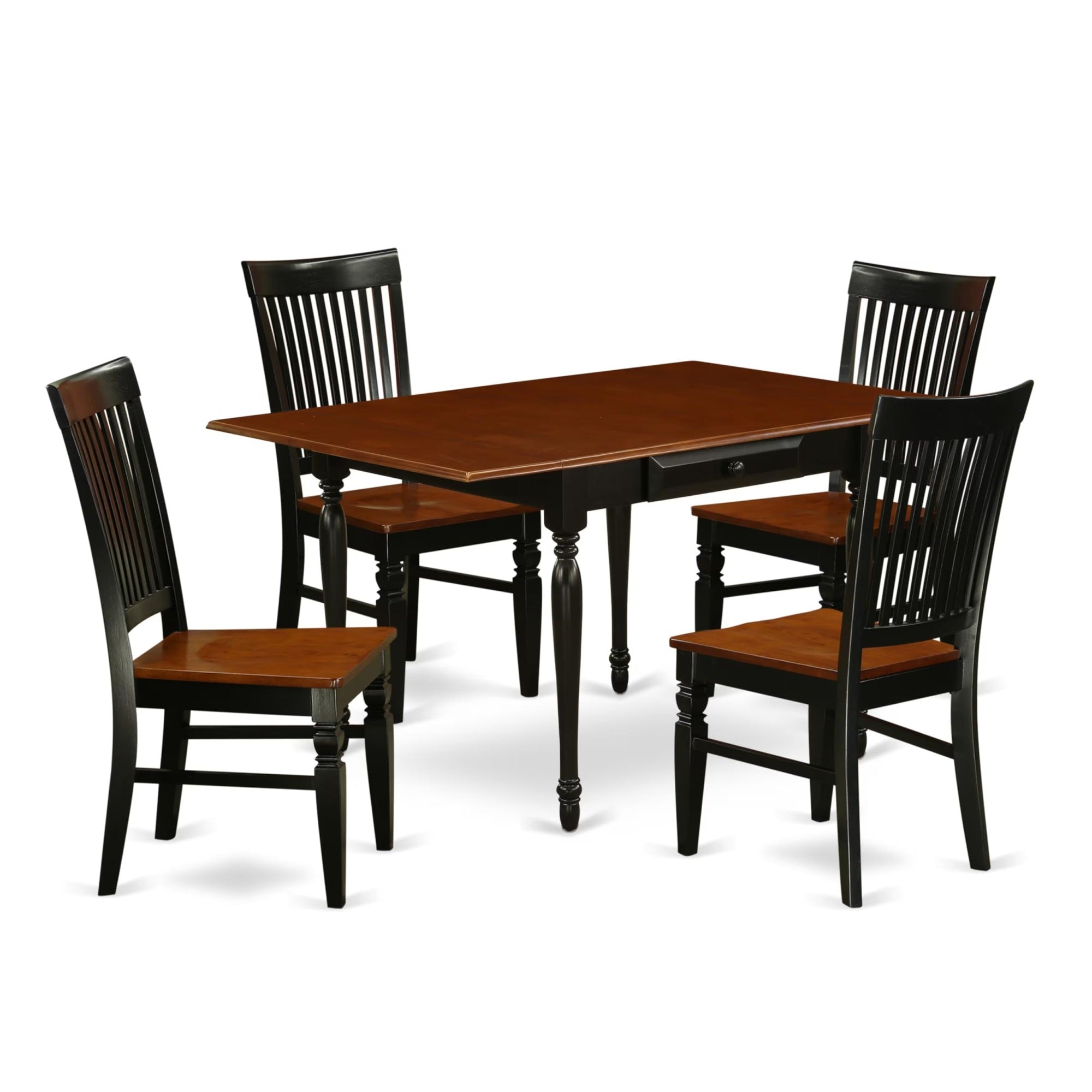 Casafoyer Mzwe5-Bch-W Monza 5 Piece Set Includes A Rectangle Dining Table With Dropleaf And 4 Kitchen Chairs, 36X54 Inch, Black & Cherry