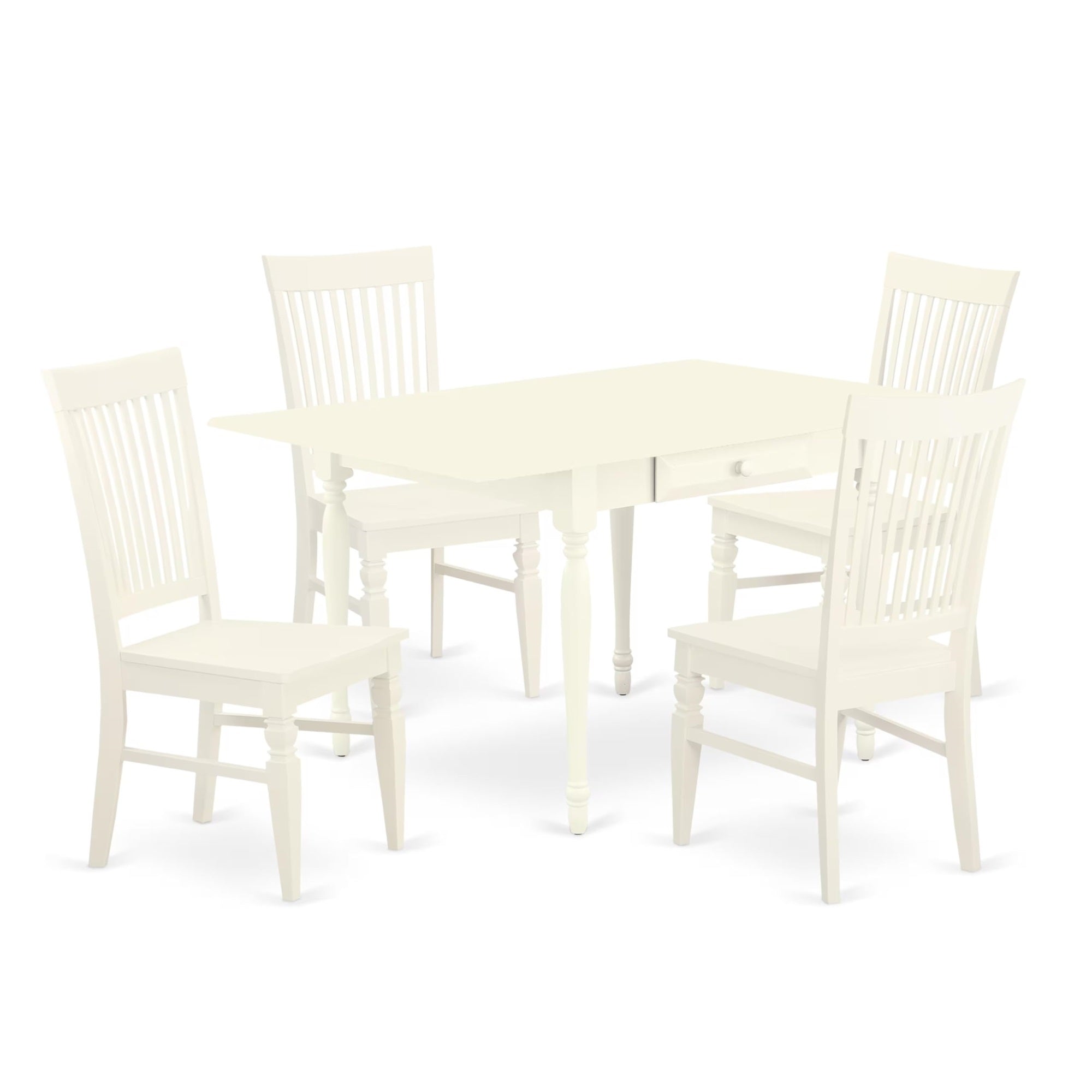 Casafoyer Mzwe5-Lwh-W 5 Piece Dining Table Set For 4 Includes A Rectangle Kitchen Table With Dropleaf And 4 Kitchen Dining Chairs, 36X54 Inch, Linen White