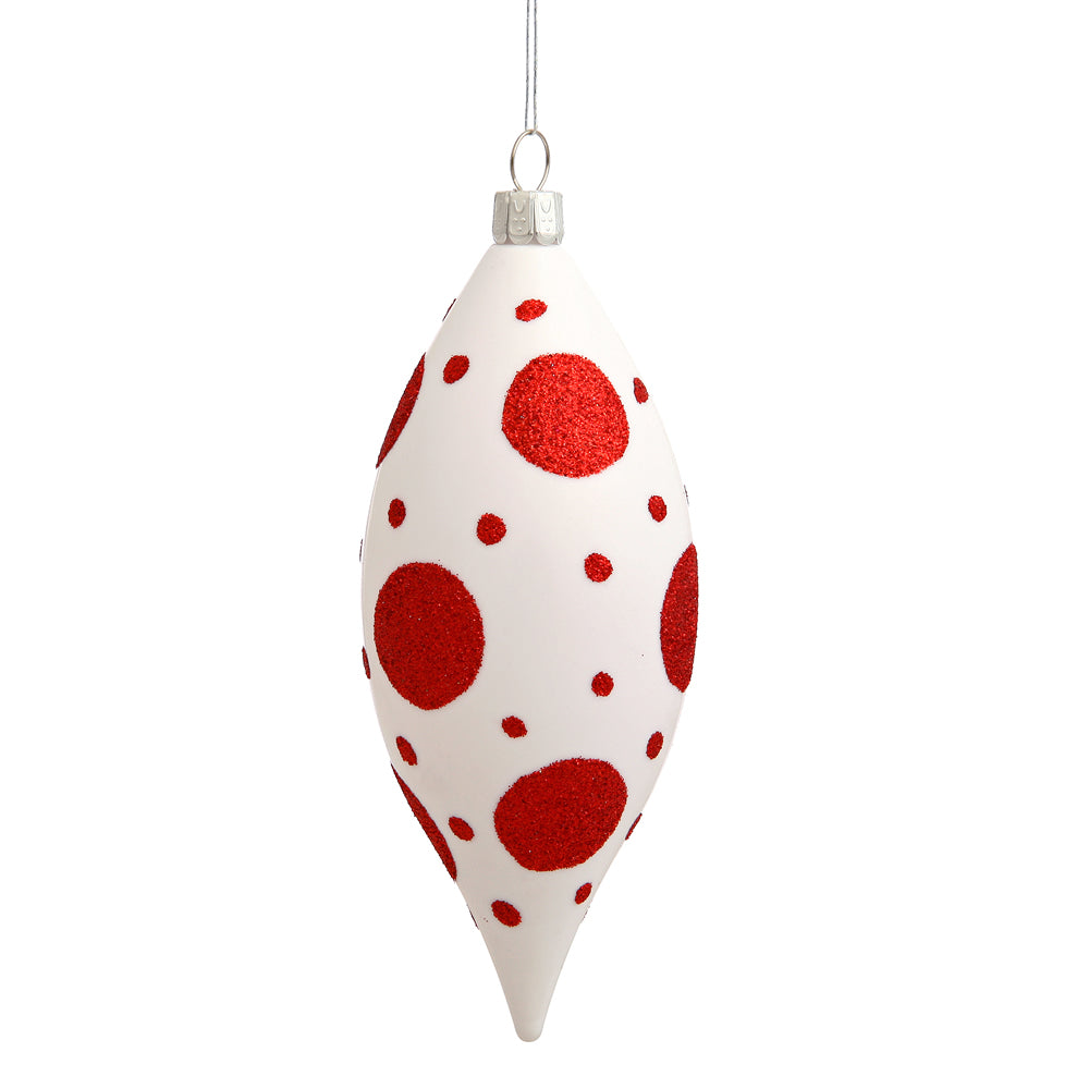 Vickerman 4.75″ White Red Dot Teardrops 3/Box - N100716