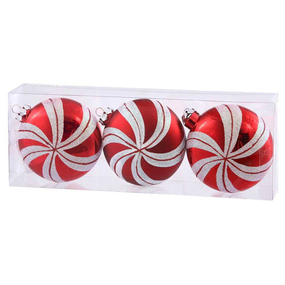 Vickerman 3.75″ Candy Cane Flat Ball 3/Box - N100725