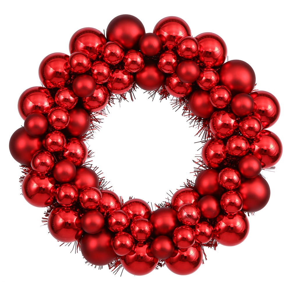 Vickerman 12″ Red Colored Ball Wreath - N114203