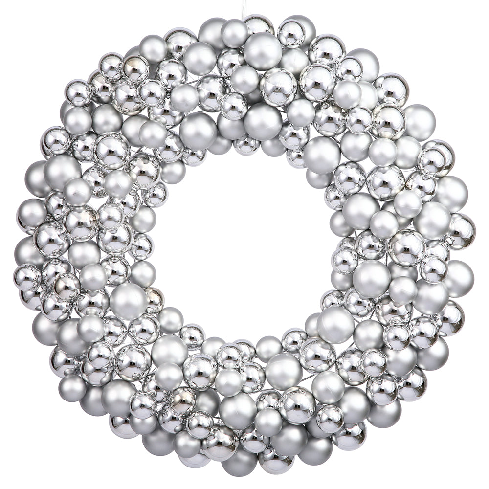 Vickerman 22″ Silver Colored Ball Wreath - N114407