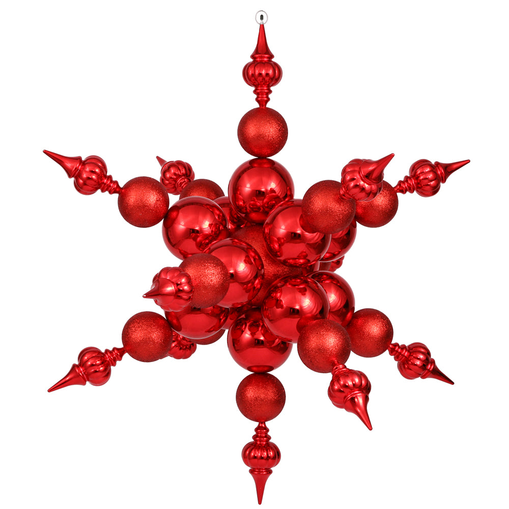 Vickerman 39″ Red Radical Snowflake Shiny/Glitter - N115203