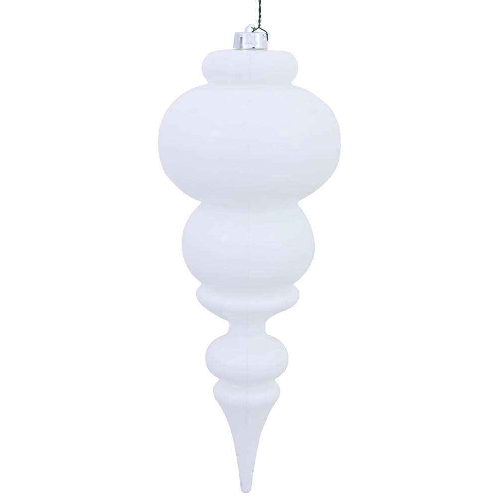 Vickerman 14” White Shiny Finial UV Drilled - N150611DSV