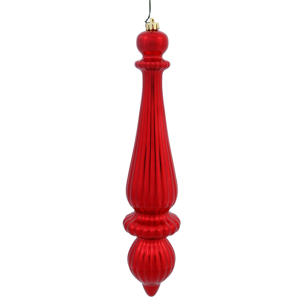 Vickerman 14″ Red Shiny Finial Drop UV Dril 2/Bg - N150803DSV