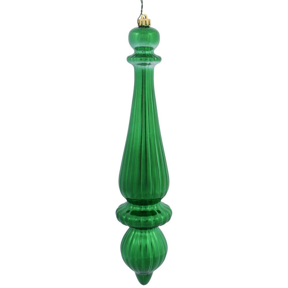 Vickerman 14″ Green Shiny Finial Drop UV Dril 2/Bg - N150804DSV