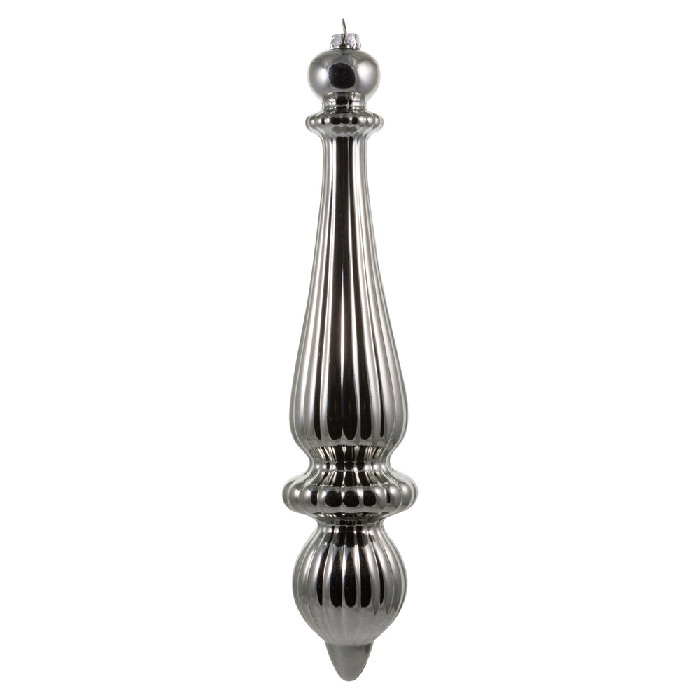 Vickerman 14” Pewter Shiny Finial Drop UV 2/Bag - N150887DSV