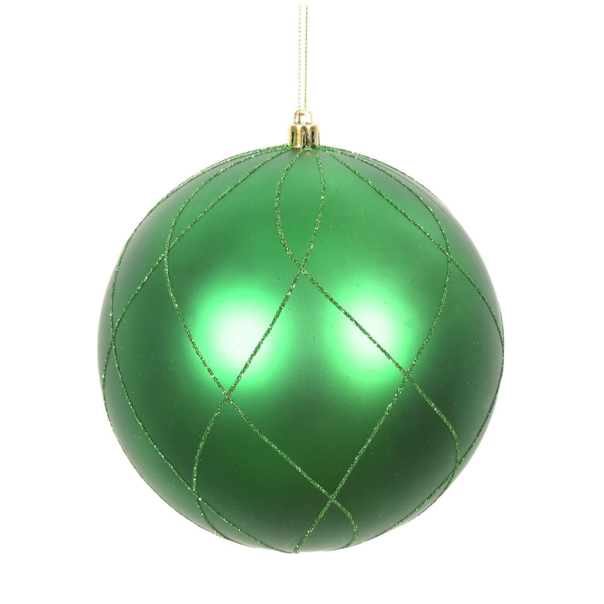 4” Green Matt Glitter Swirl Ball 4/Bx