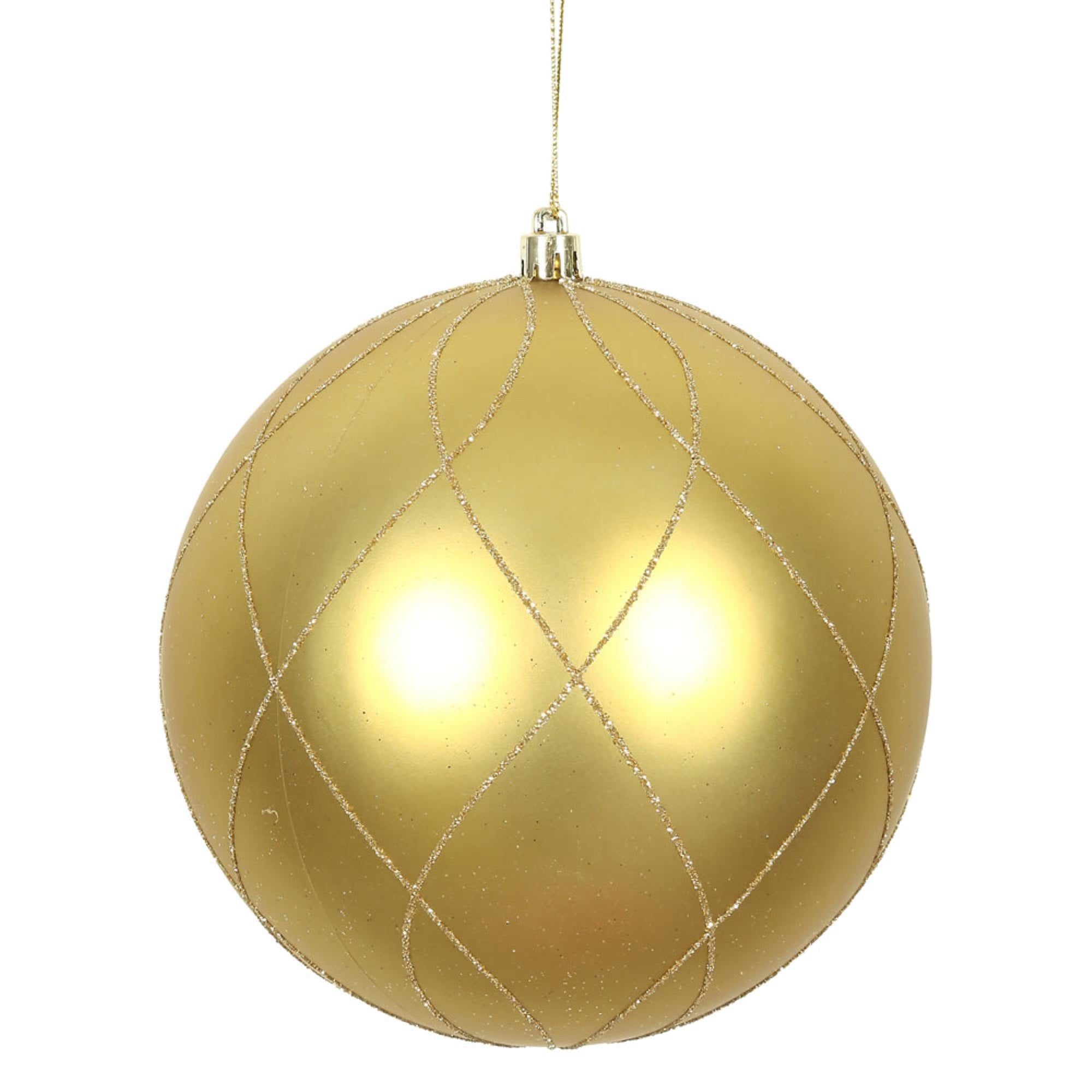 4” Gold Matt Glitter Swirl Ball 4/Bx