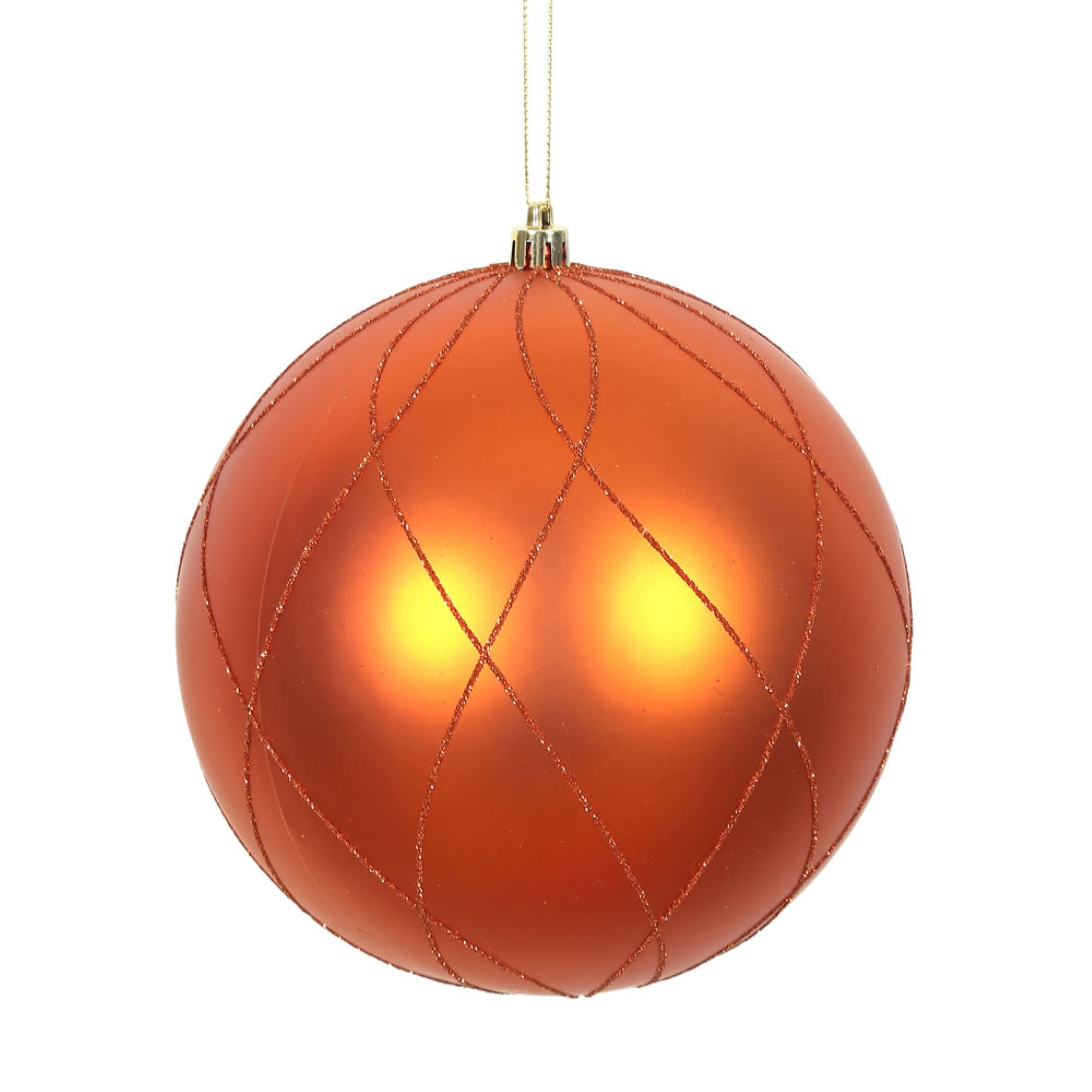 4” Burn Orange Matt Glit Swirl Ball 4/Bx