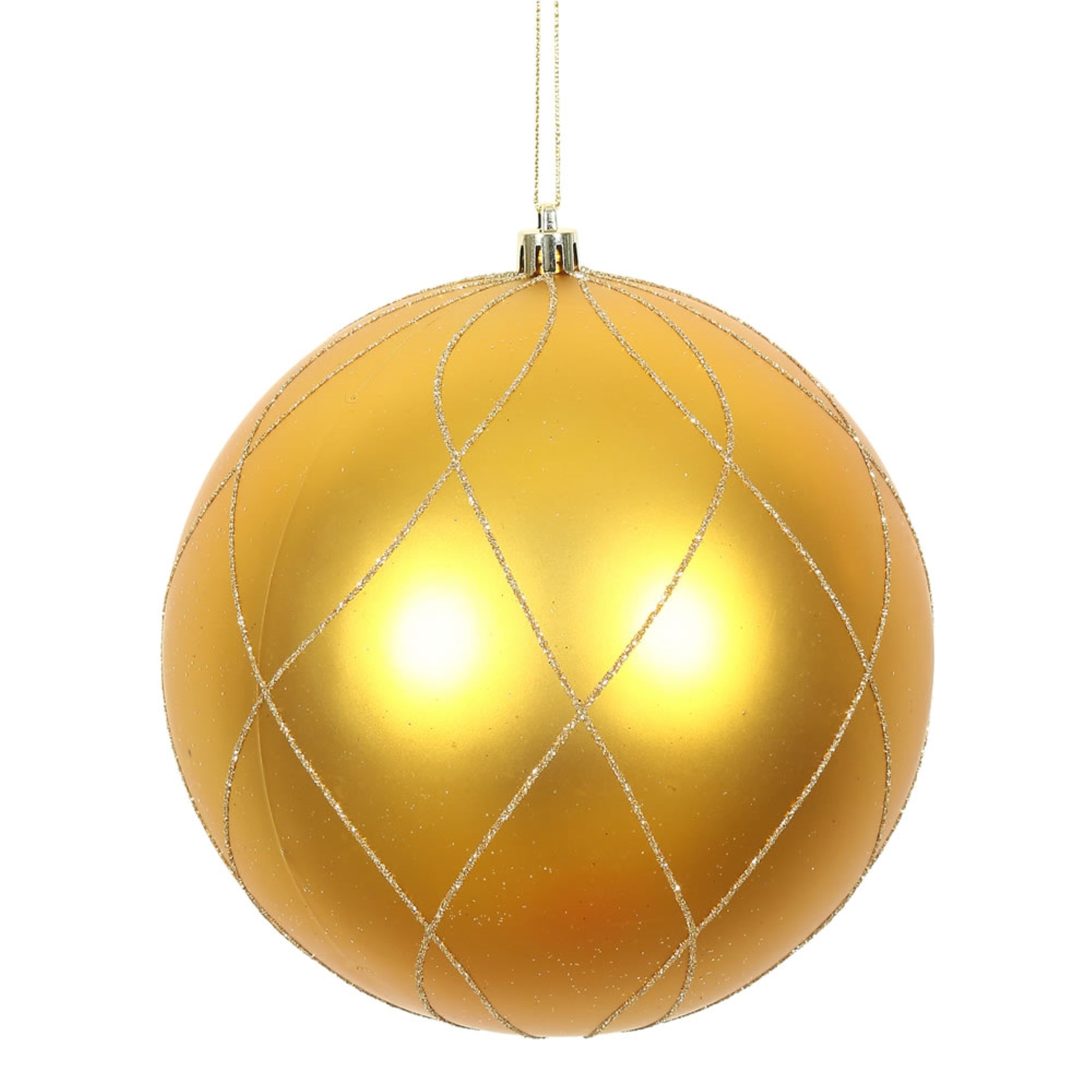4” Ant Gold Matt Glitter Swirl Ball 4/Bx